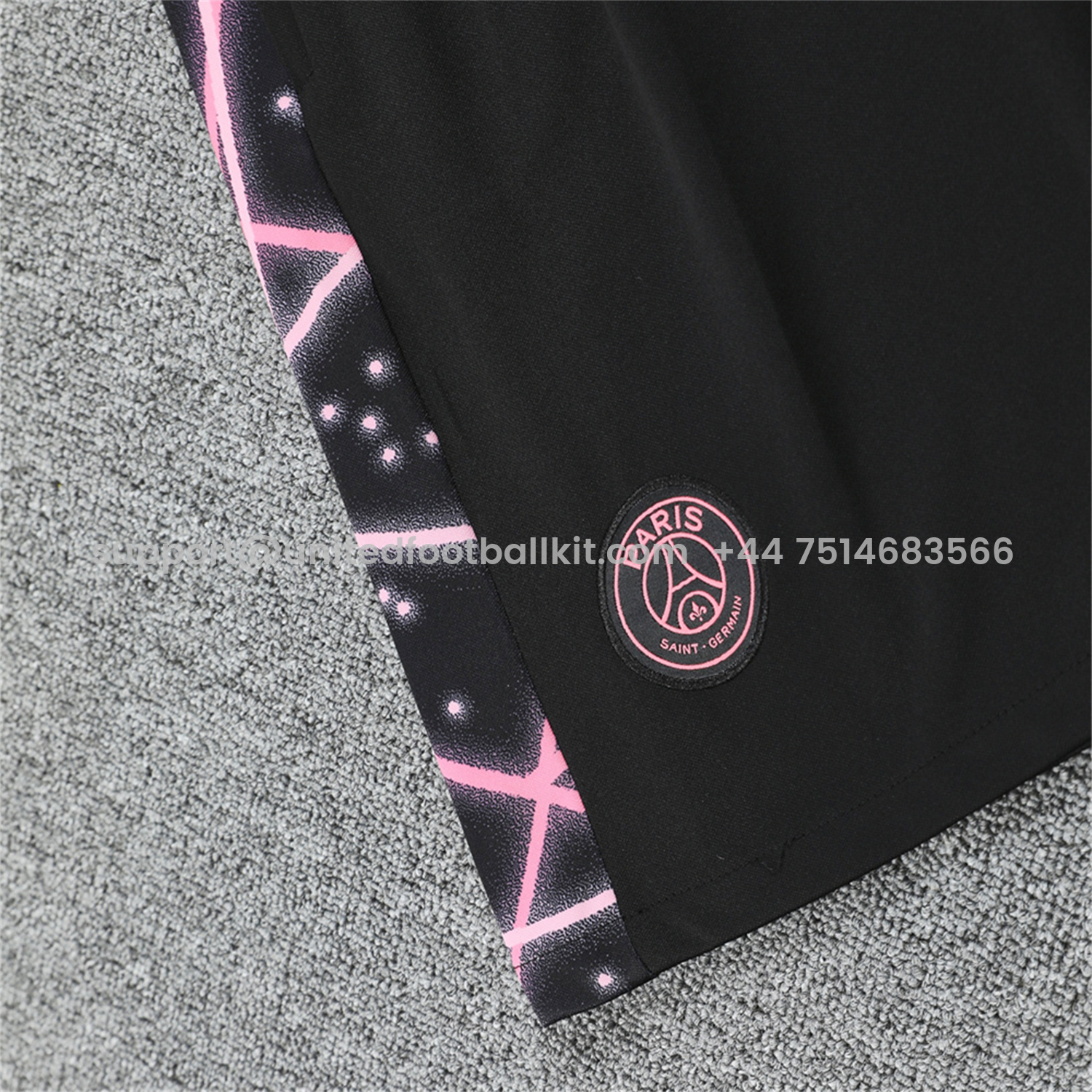 Unitedfootballkit.com | Paris Saint-Germain PSG 25-26 Vest Training Set - Pink Fluorescent Rays Black Vest & Black Shorts -Customize Name, Number and Patch | Worldwide Shipping