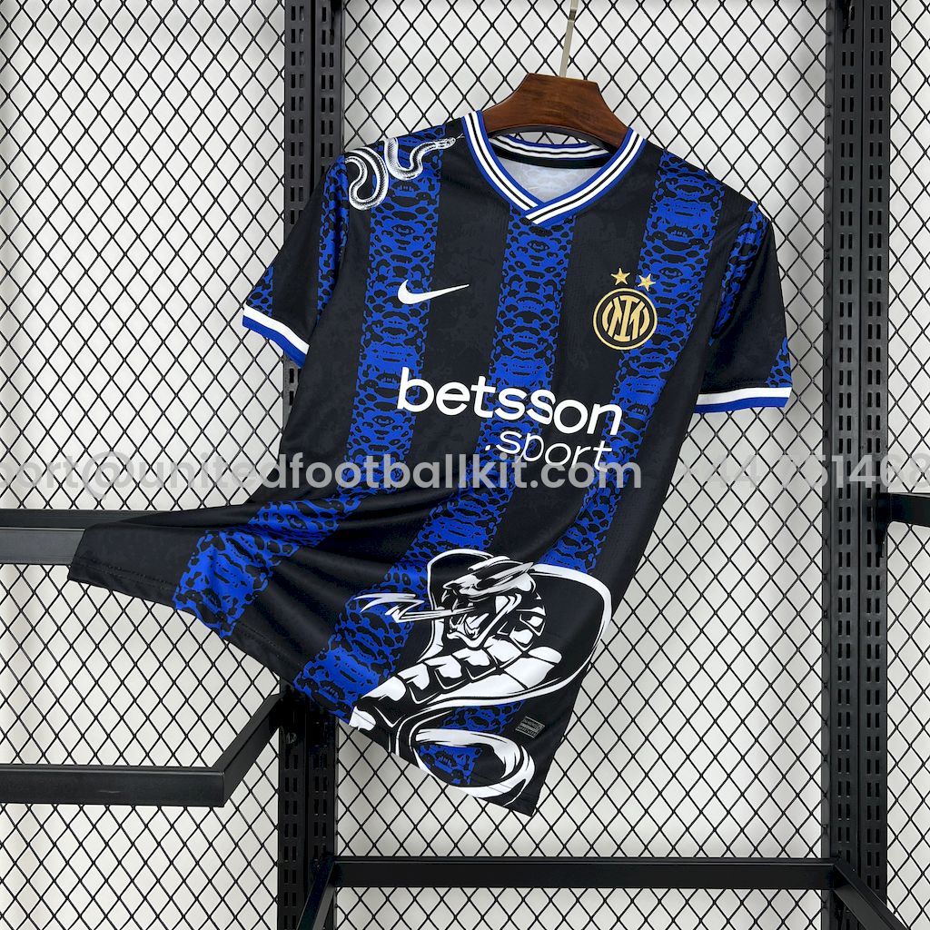 Unitedfootballkit.com | Inter Milan 24-25 Blue Black Mamba Special Edition Jersey - Fans Version -Customize Name, Number and Patch | Worldwide Shipping