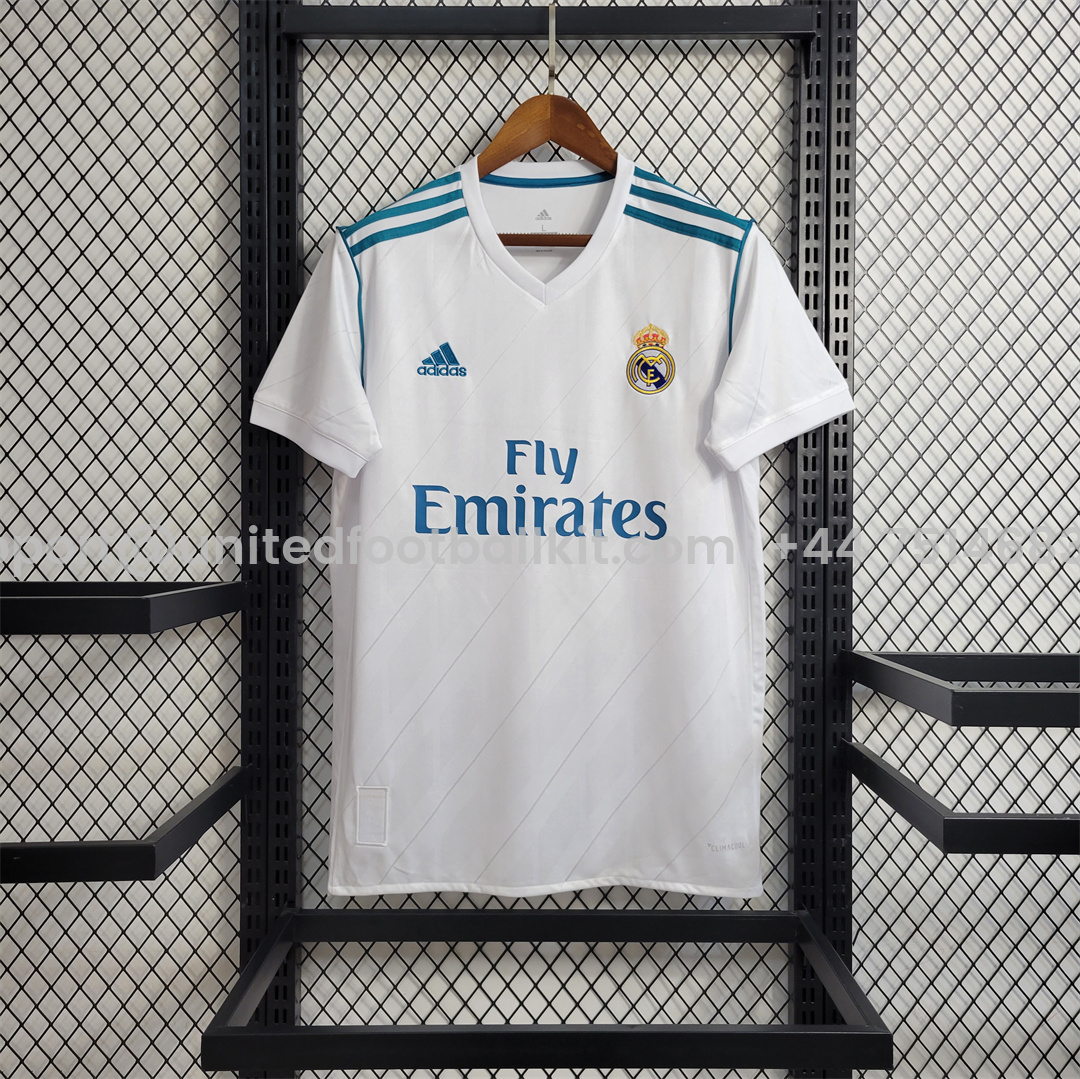 Unitedfootballkit.com | Retro Real Madrid 17-18 Home Jersey - with Champions League Final Final -Customize Name, Number and Patch | Worldwide Shipping