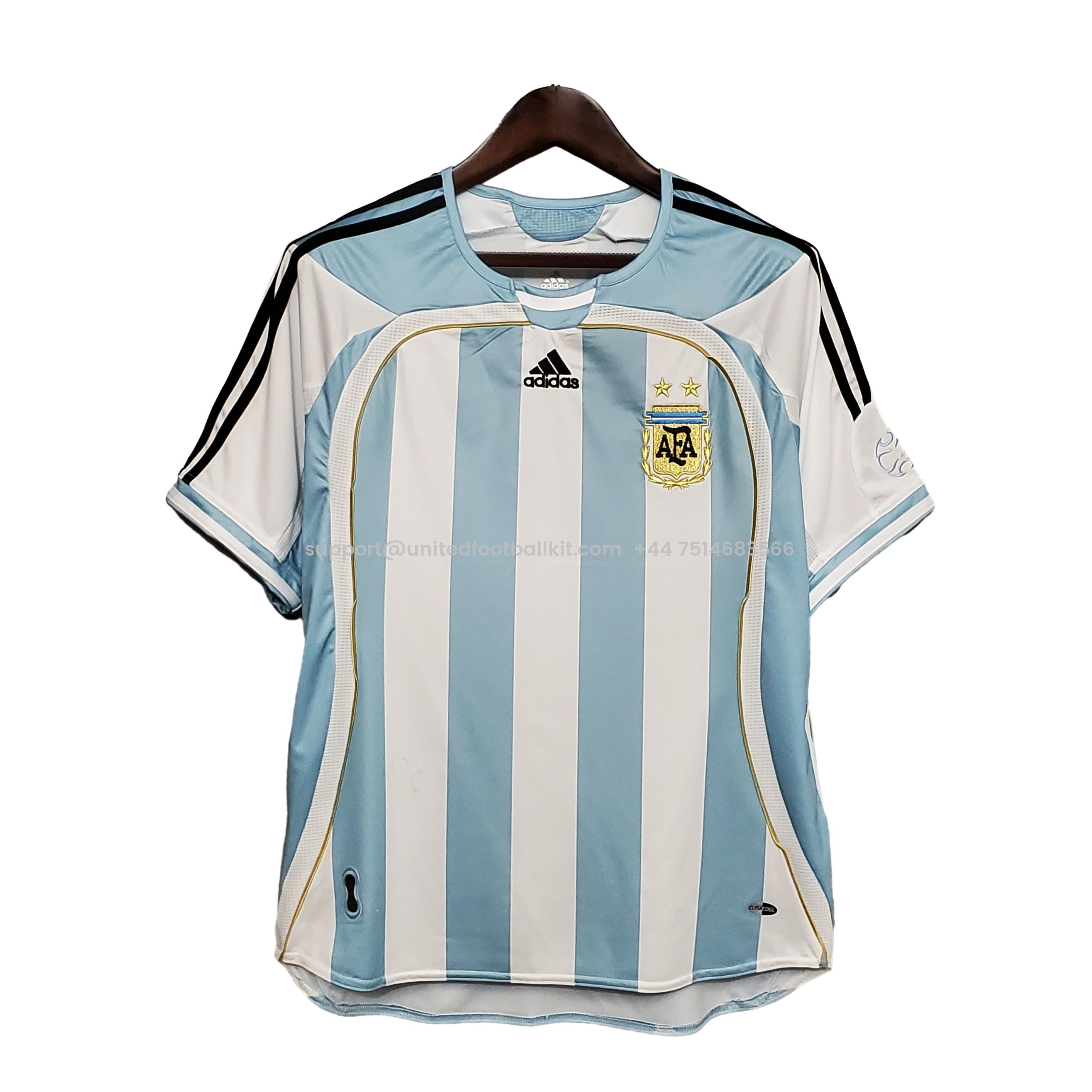 Unitedfootballkit.com | Retro Argentina 2006 Home Stadium Jersey -Customize Name, Number and Patch | Worldwide Shipping