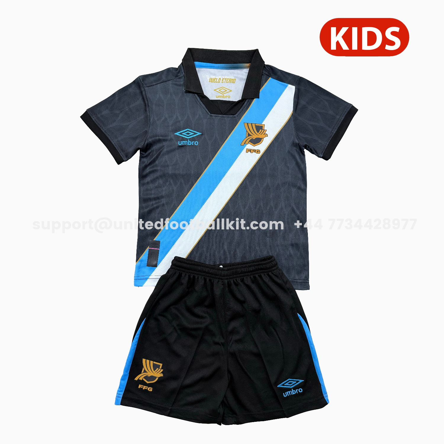 Unitedfootballkit.com | Guatemala 26-27 Navy Blue Away Kids Kit -Customize Name, Number and Patch | Worldwide Shipping