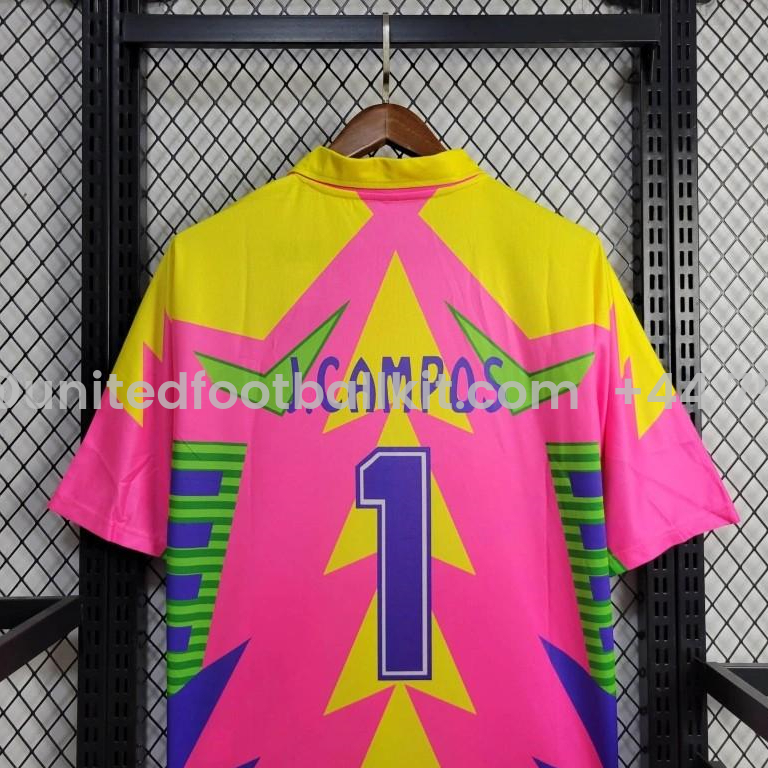 Unitedfootballkit.com | Retro Mexico 1998 World Cup Goalkeeper Pink Yellow Jersey -Customize Name, Number and Patch | Worldwide Shipping