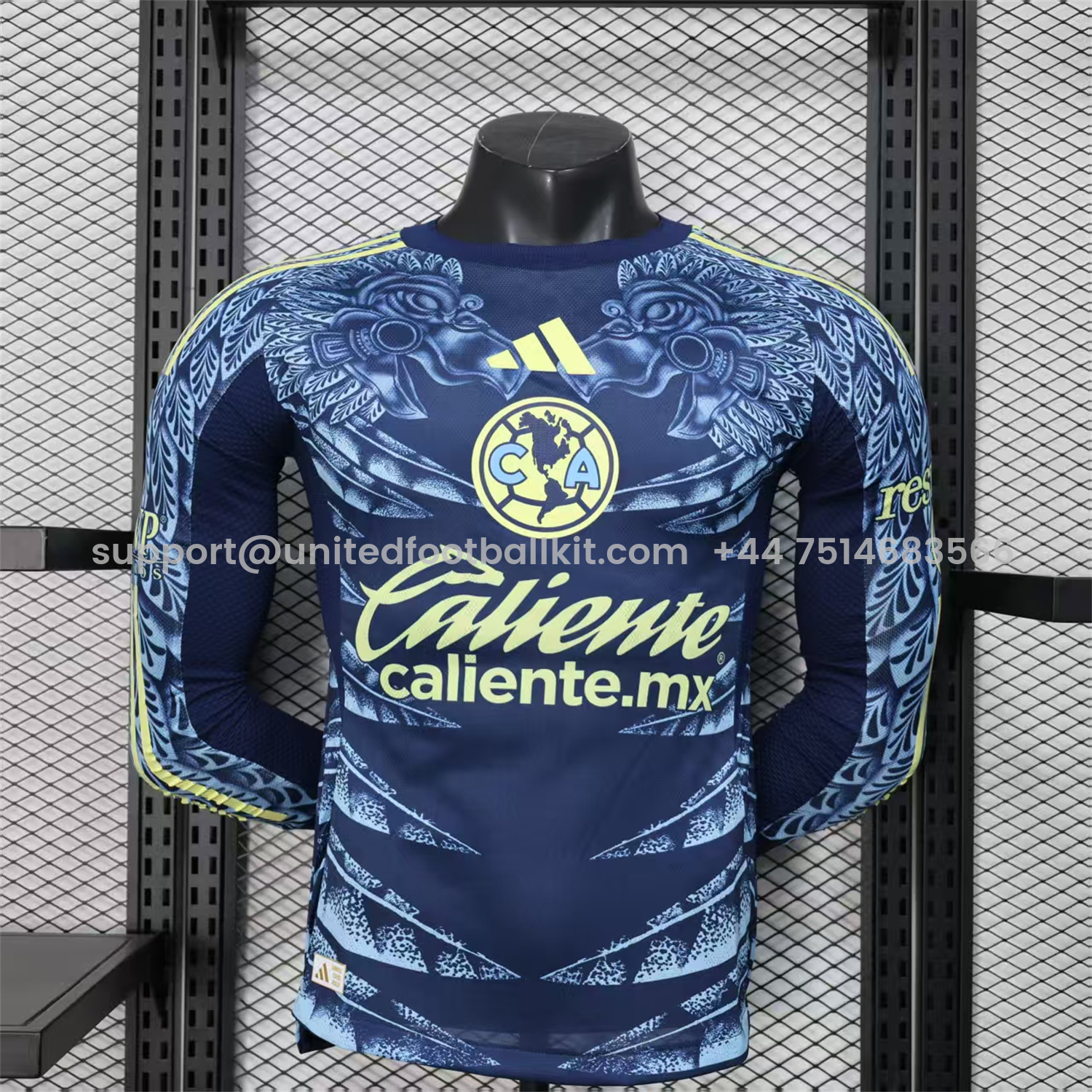 Unitedfootballkit.com | Club América 25-26 Away Long Jersey - Player Version -Customize Name, Number and Patch | Worldwide Shipping
