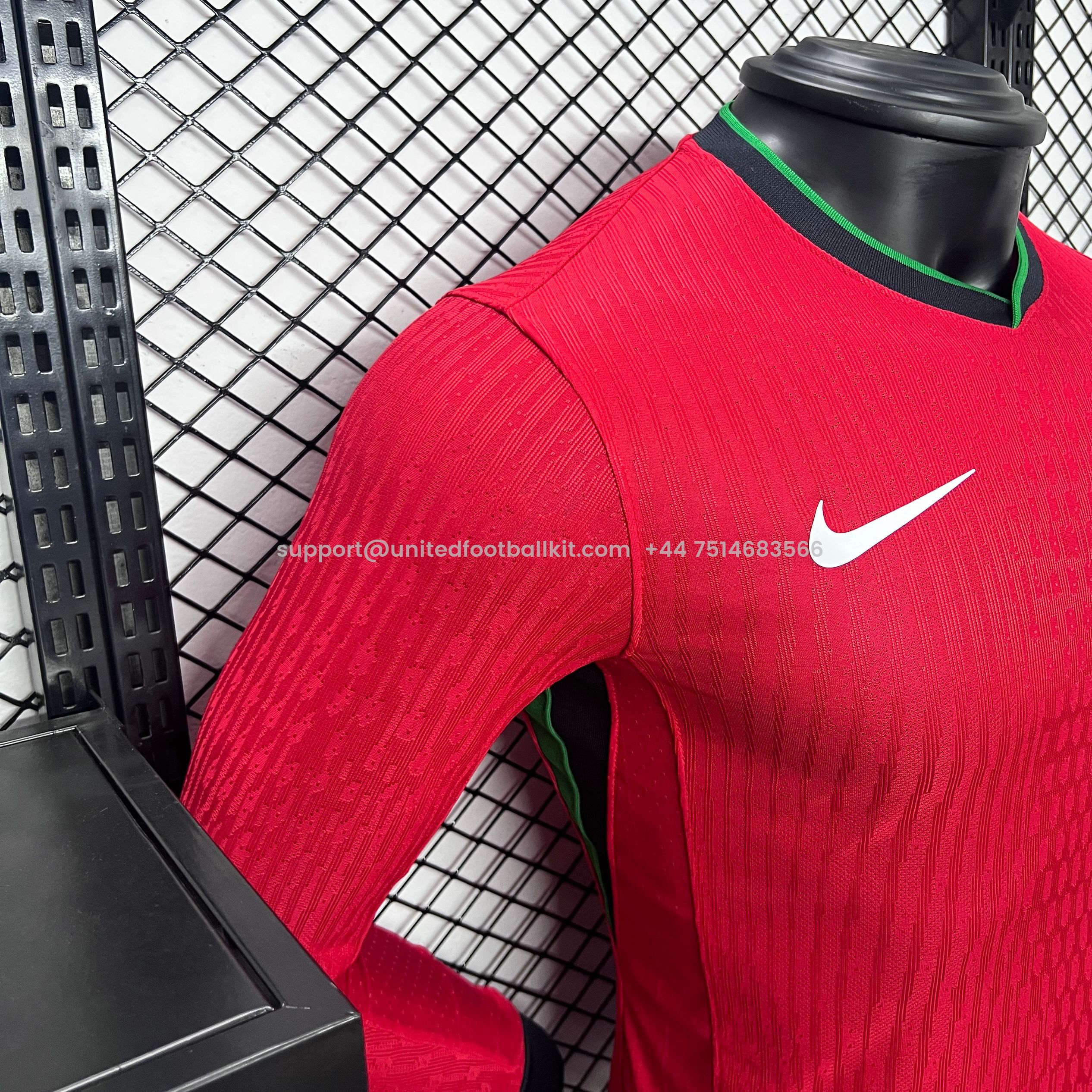 Unitedfootballkit.com | Portugal 2024 Home Stadium Long Sleeve Jersey - Player Version -Customize Name, Number and Patch | Worldwide Shipping