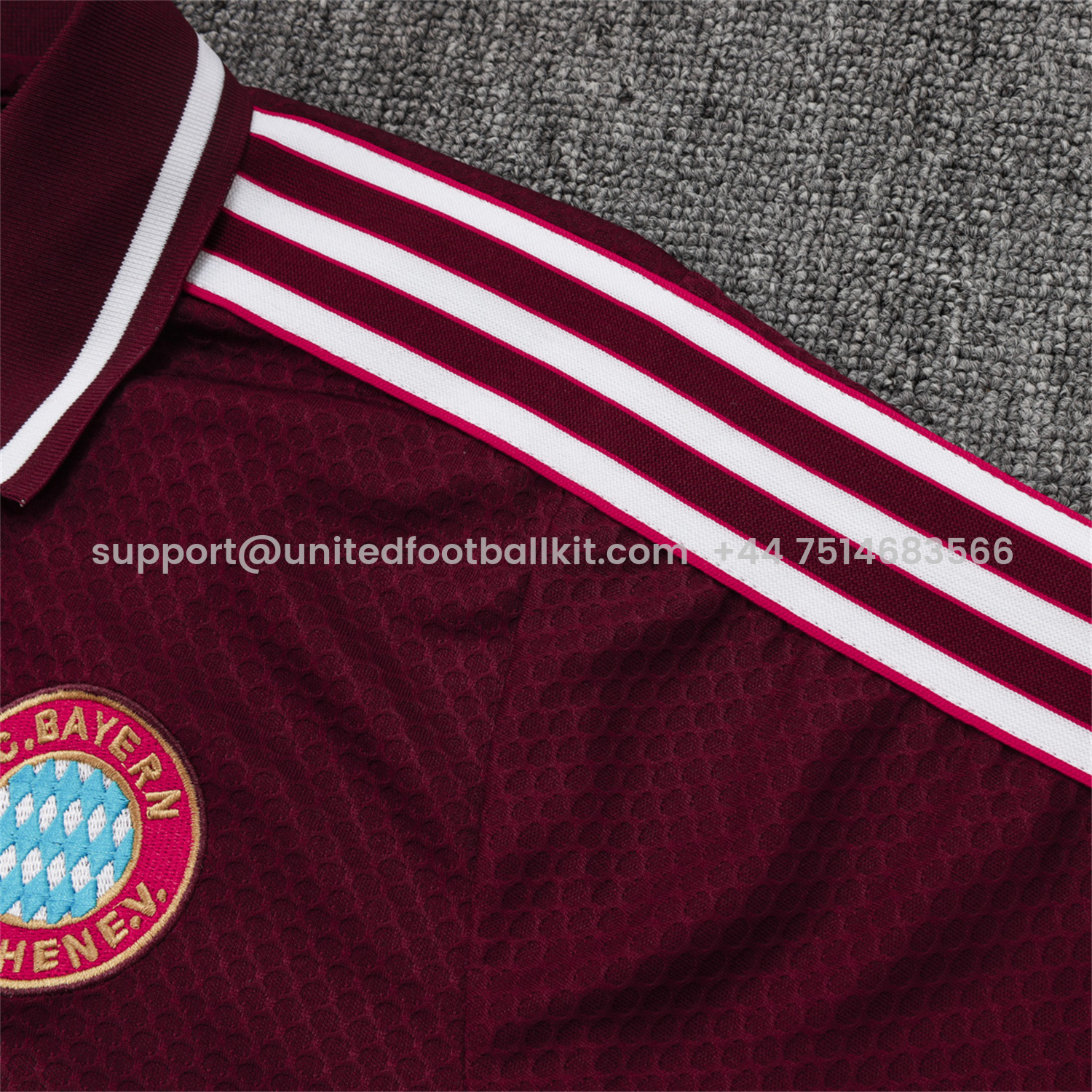 Unitedfootballkit.com | Bayern Munich 25-26 POLO Short-Sleeve Training Set - Deep Red Top and Pants -Customize Name, Number and Patch | Worldwide Shipping