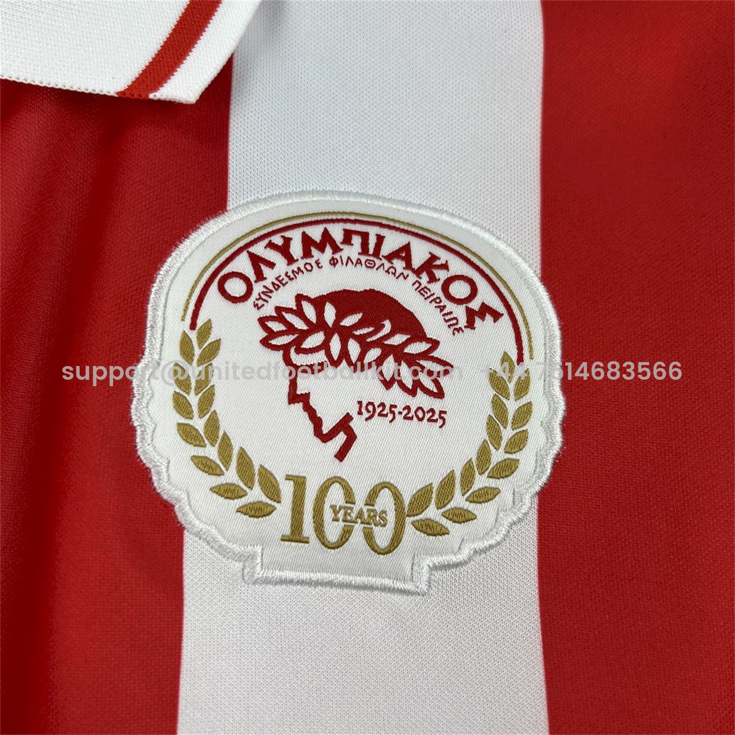 Unitedfootballkit.com | Olympiacos 2025 100 Years Anniversary Centenary Jersey - Fans Version -Customize Name, Number and Patch | Worldwide Shipping