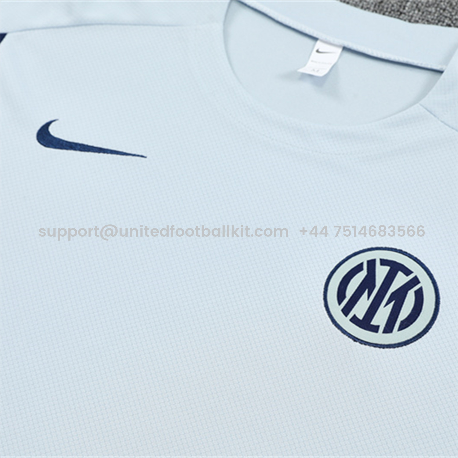 Unitedfootballkit.com | Inter Milan 25-26 Short-Sleeve Training Set - Light Grey Top & Blue Shorts -Customize Name, Number and Patch | Worldwide Shipping