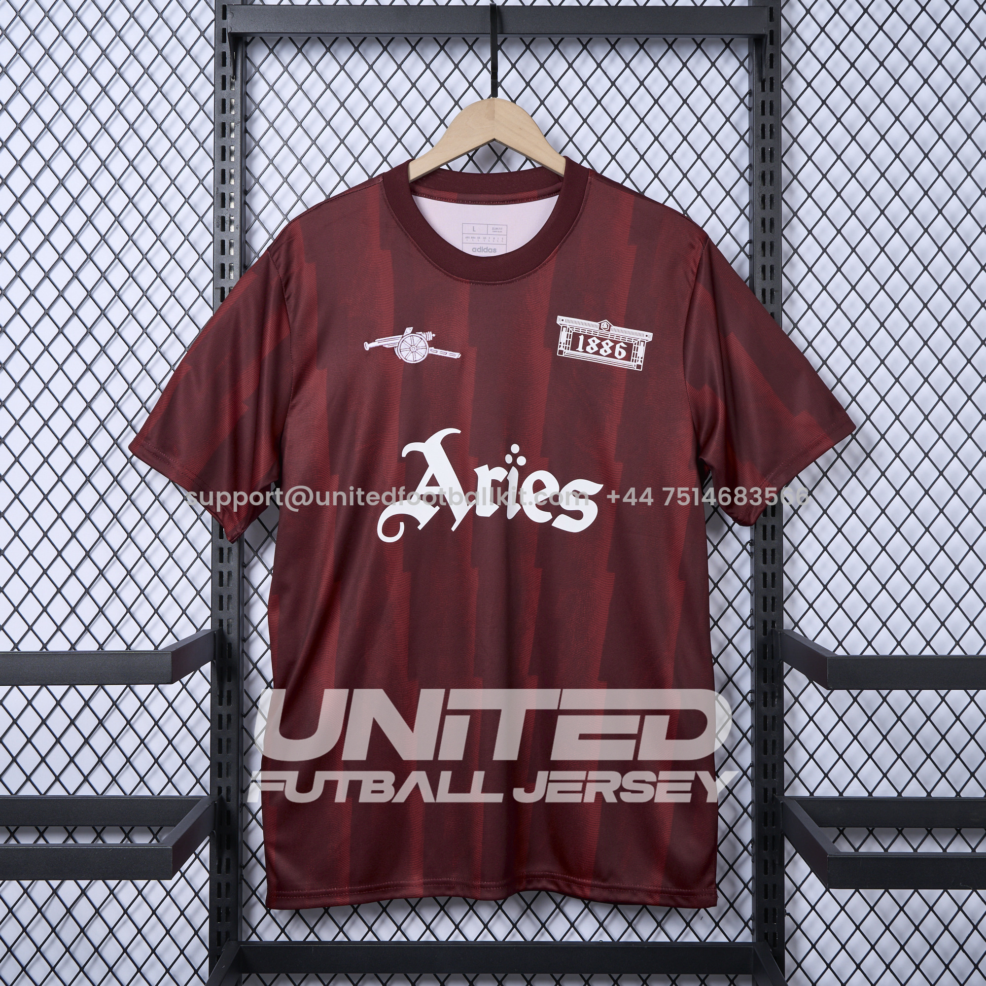 Unitedfootballkit.com | Arsenal x Aries 24-25 Vintage Red T-shirts -Customize Name, Number and Patch | Worldwide Shipping
