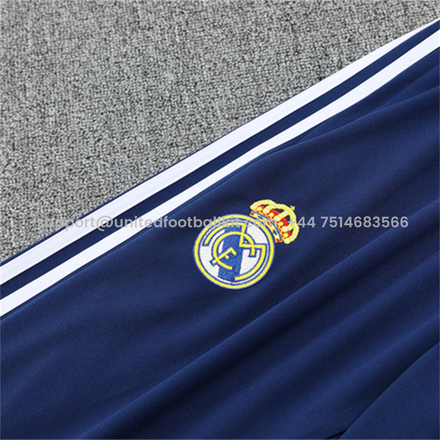 Unitedfootballkit.com | Real Madrid 25-26 Long Sleeve Training Set - Throwback Royal Blue Top and Pants -Customize Name, Number and Patch | Worldwide Shipping