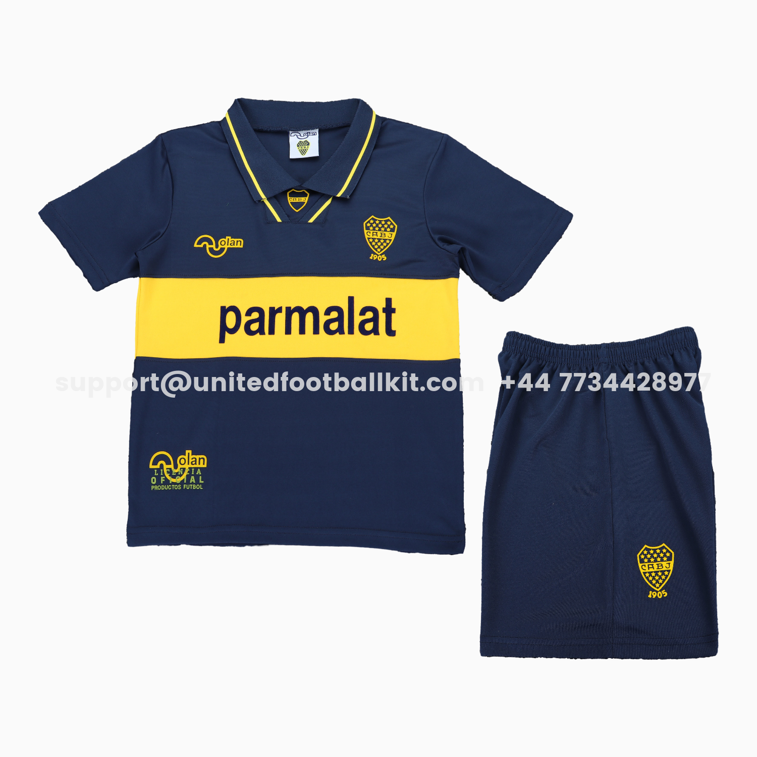 Unitedfootballkit.com | Retro Boca Juniors 1993-95 Home Kids Kit -Customize Name, Number and Patch | Worldwide Shipping