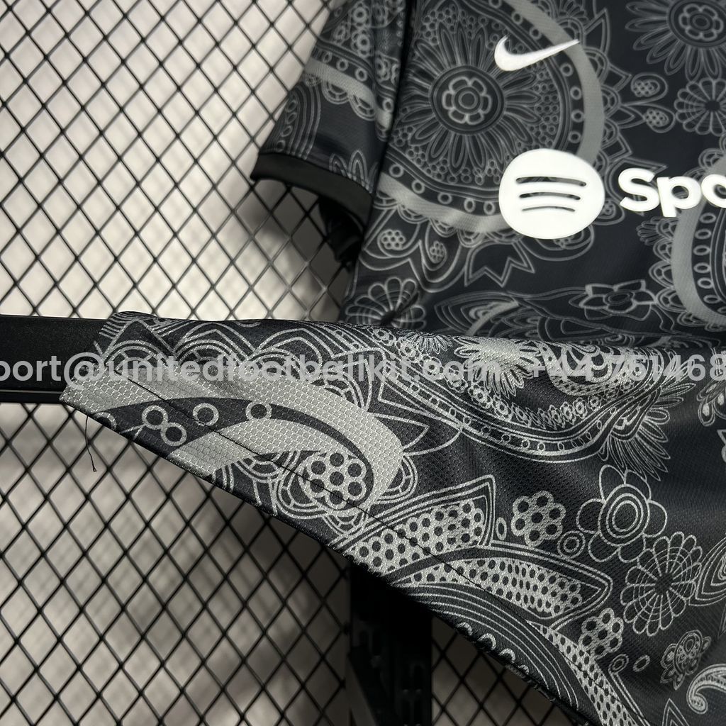 Unitedfootballkit.com | Barcelona 24-25 Black Grey Pattern Jersey - Fans Version -Customize Name, Number and Patch | Worldwide Shipping