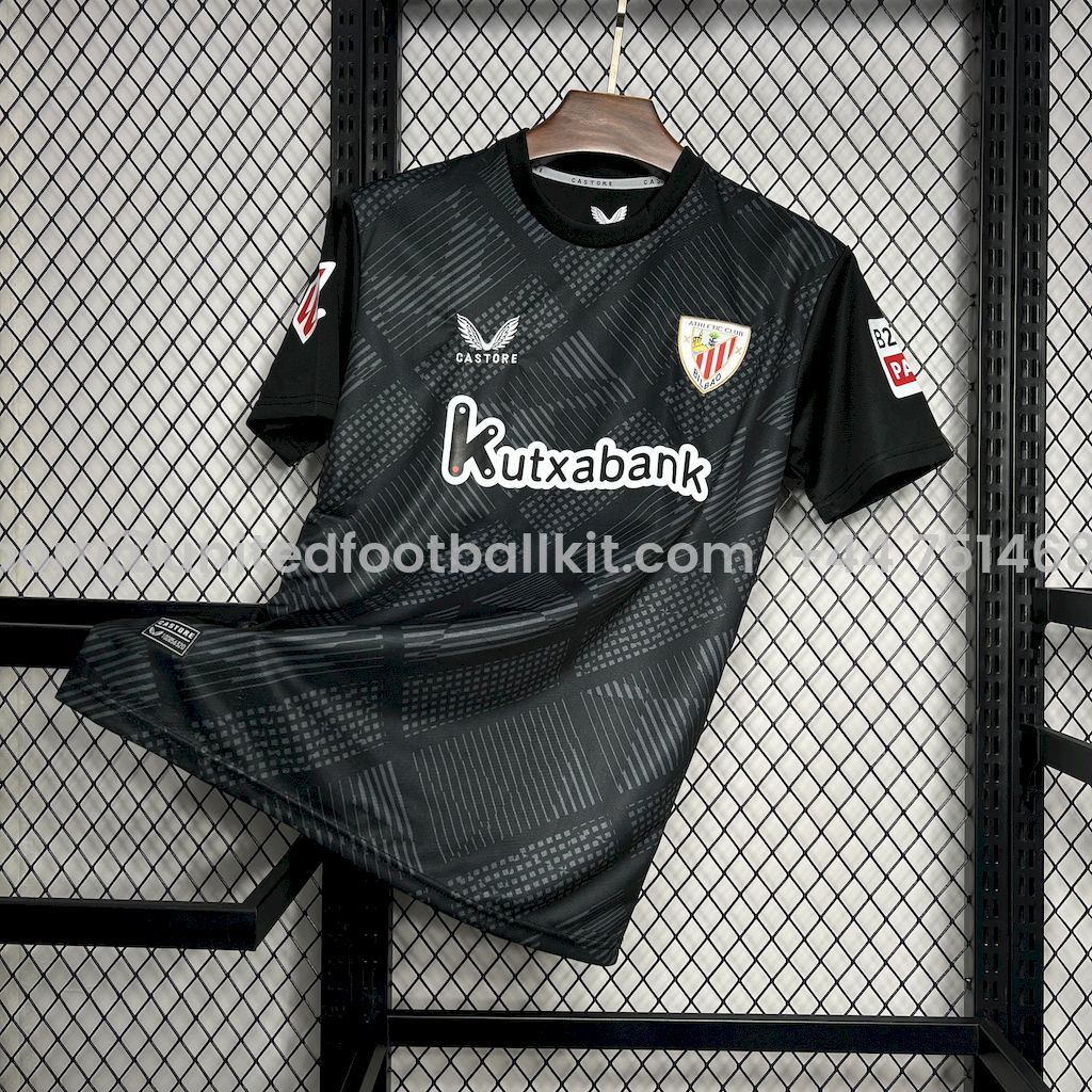 Unitedfootballkit.com | Athletic Bilbao 24-25 Black Goalkeeper Jersey - Fans Version -Customize Name, Number and Patch | Worldwide Shipping