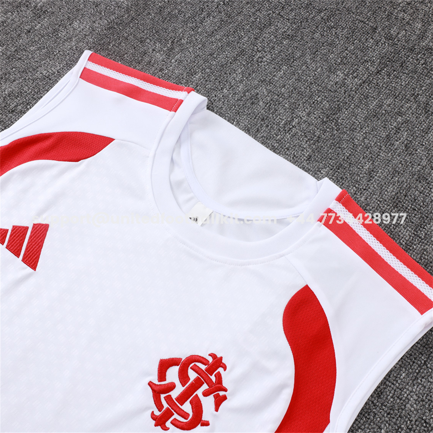 Unitedfootballkit.com | SC Internacional 2026 Vest Training Set - White Vest and Red Shorts -Customize Name, Number and Patch | Worldwide Shipping