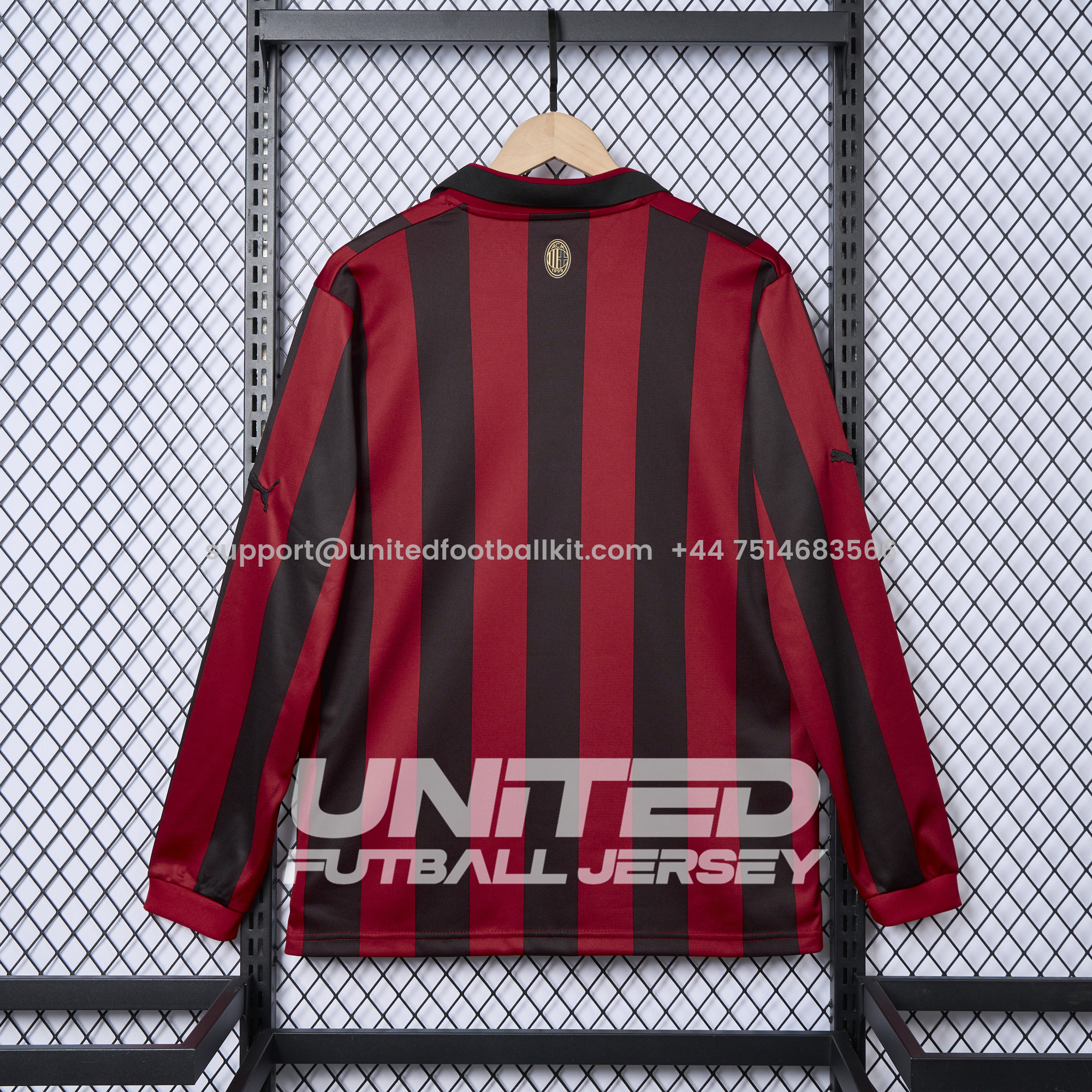 Unitedfootballkit.com | AC Milan 24-25 125th Anniversary Long Sleeves Red Jersey - Fans Version -Customize Name, Number and Patch | Worldwide Shipping