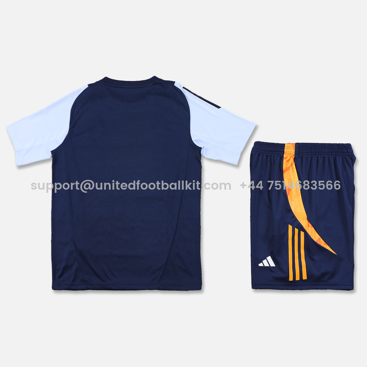 Unitedfootballkit.com | Real Madrid 24-25 Short-Sleeve Training Set - Royal Blue Top & Shorts -Customize Name, Number and Patch | Worldwide Shipping