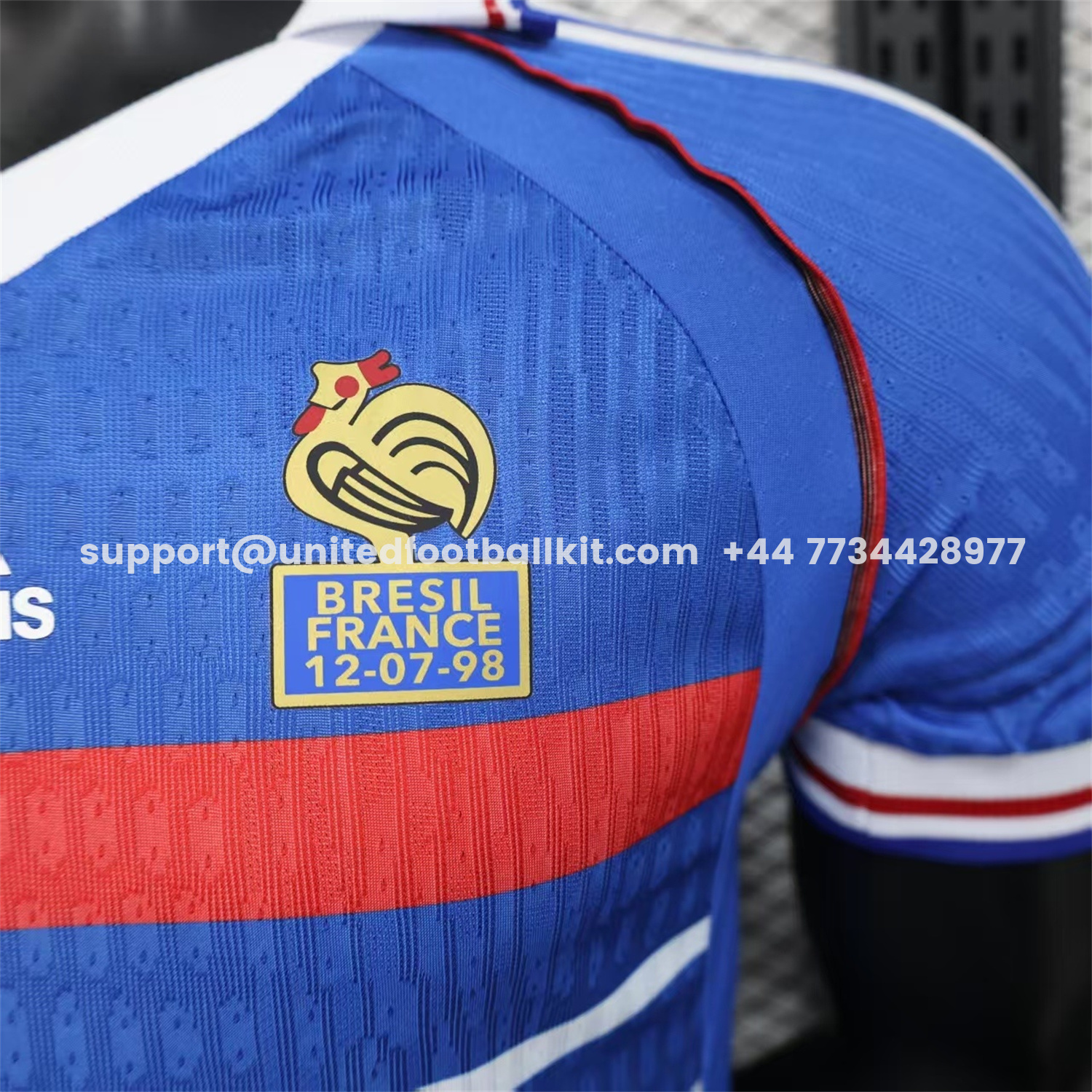 Unitedfootballkit.com | Retro France 1998 Home Blue Jersey - Player Version -Customize Name, Number and Patch | Worldwide Shipping