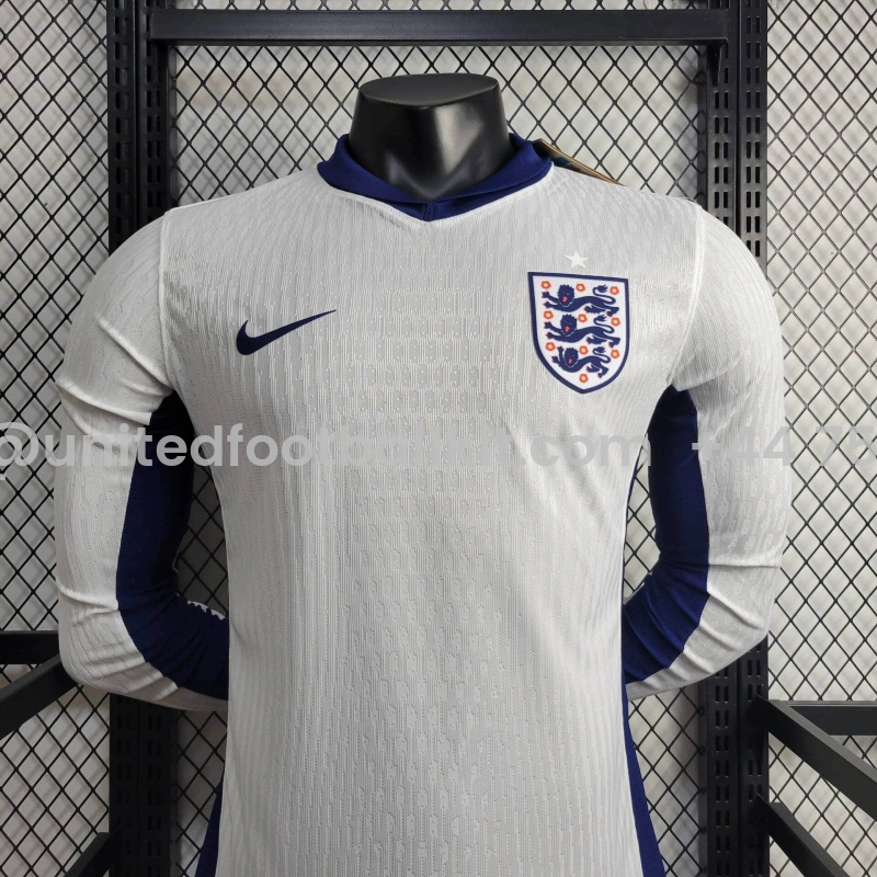 Unitedfootballkit.com | England 2024 Home Stadium Long Sleeve Jersey - Player Version -Customize Name, Number and Patch | Worldwide Shipping