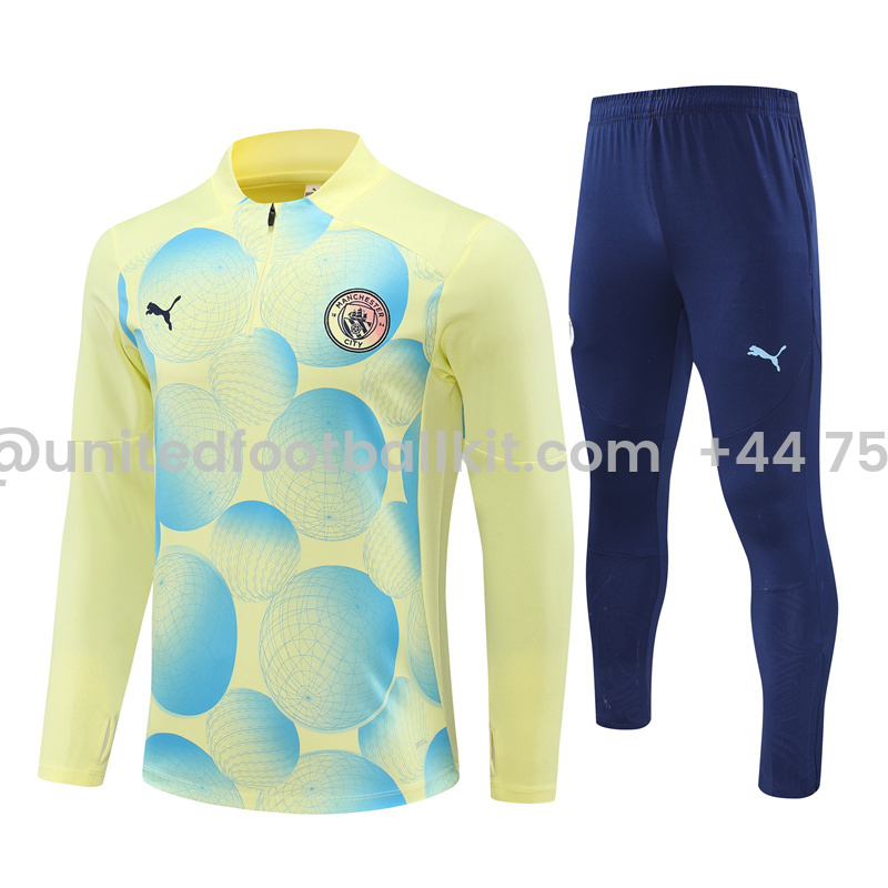Unitedfootballkit.com | Manchester City 24-25 Long Sleeve Training Set - Yellow Camouflage -Customize Name, Number and Patch | Worldwide Shipping