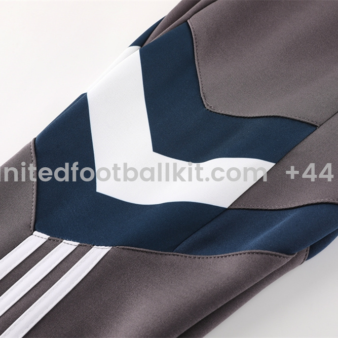 Unitedfootballkit.com | Real Madrid 24-25 Trefoil Vintage Jacket Training Tracksuit - Grey -Customize Name, Number and Patch | Worldwide Shipping