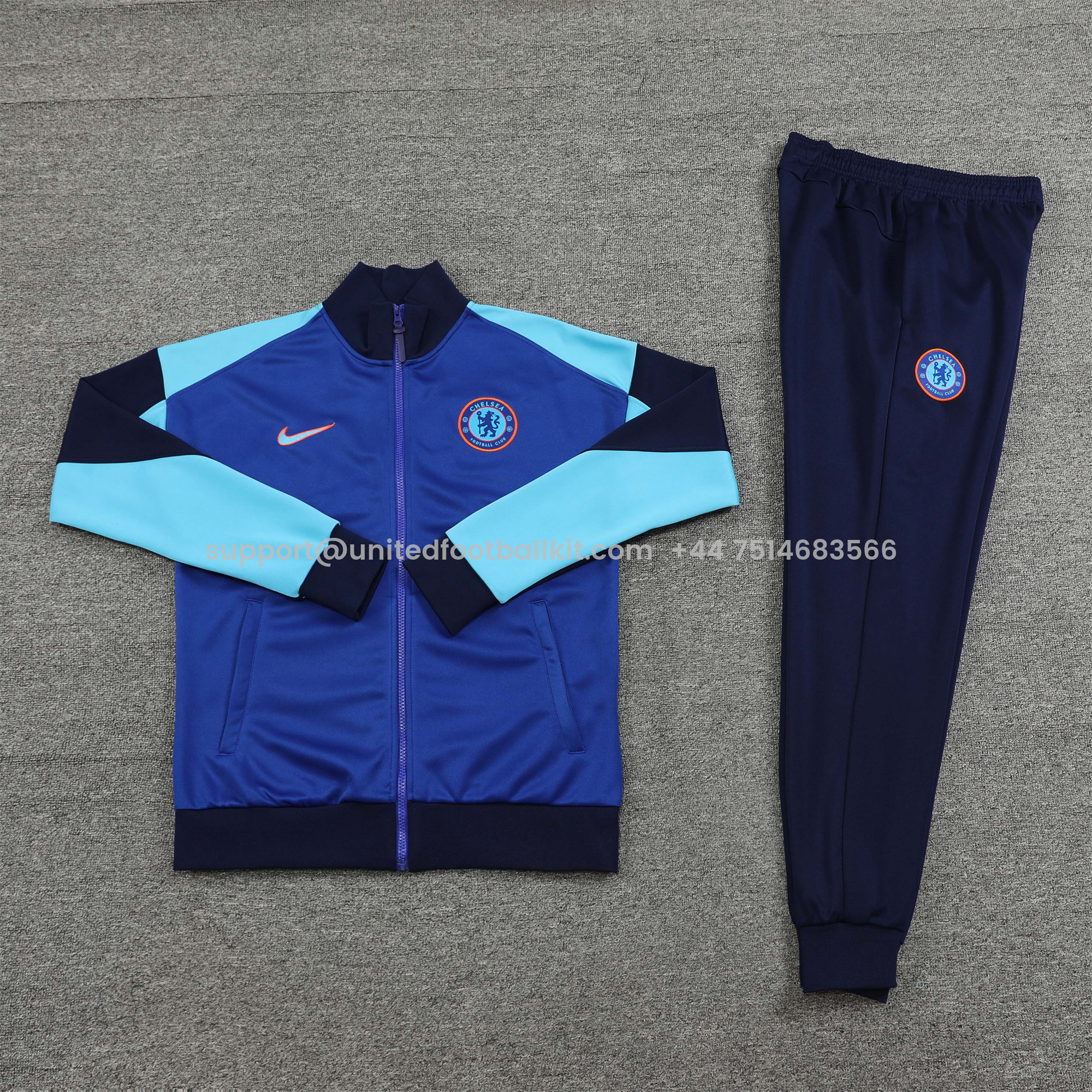 Unitedfootballkit.com | C.H.E.L.S.E.A 24-25 Jacket Training Tracksuit - Blue -Customize Name, Number and Patch | Worldwide Shipping