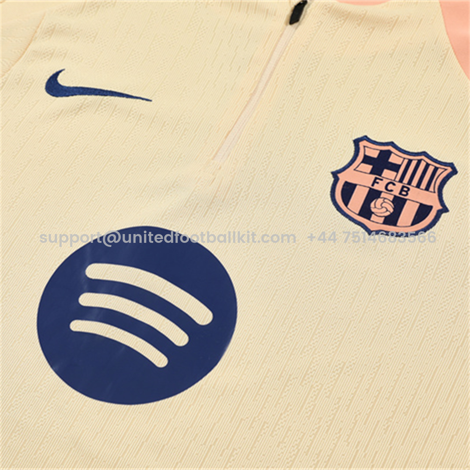 Unitedfootballkit.com | Barcelona 25-26 Kids Long Sleeve Training Set - Player Version - Light Yellow Top and Blue Pants -Customize Name, Number and Patch | Worldwide Shipping
