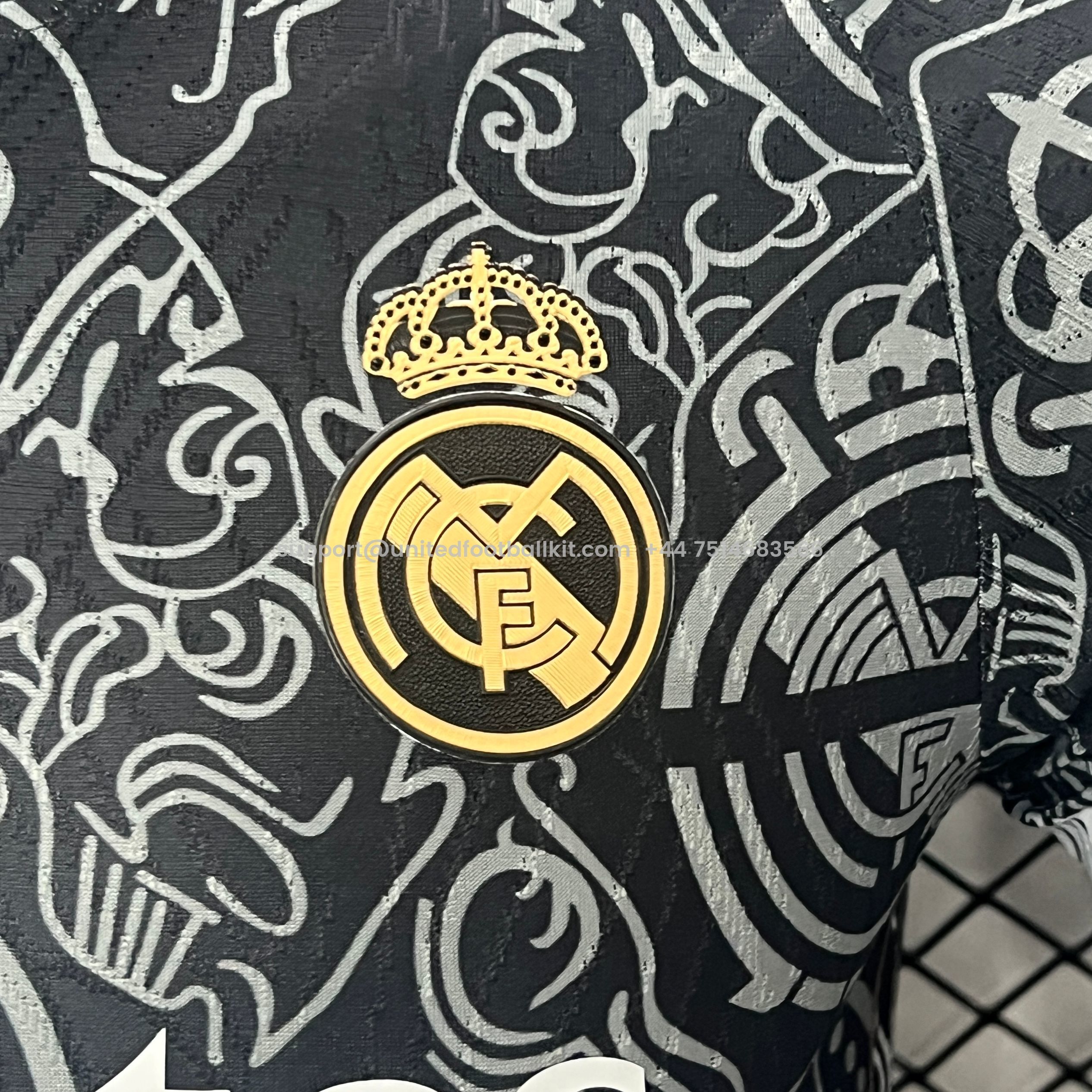 Unitedfootballkit.com | Real Madrid 24-25 Black Line Pattern Special Edtion Jersey - Player Version -Customize Name, Number and Patch | Worldwide Shipping