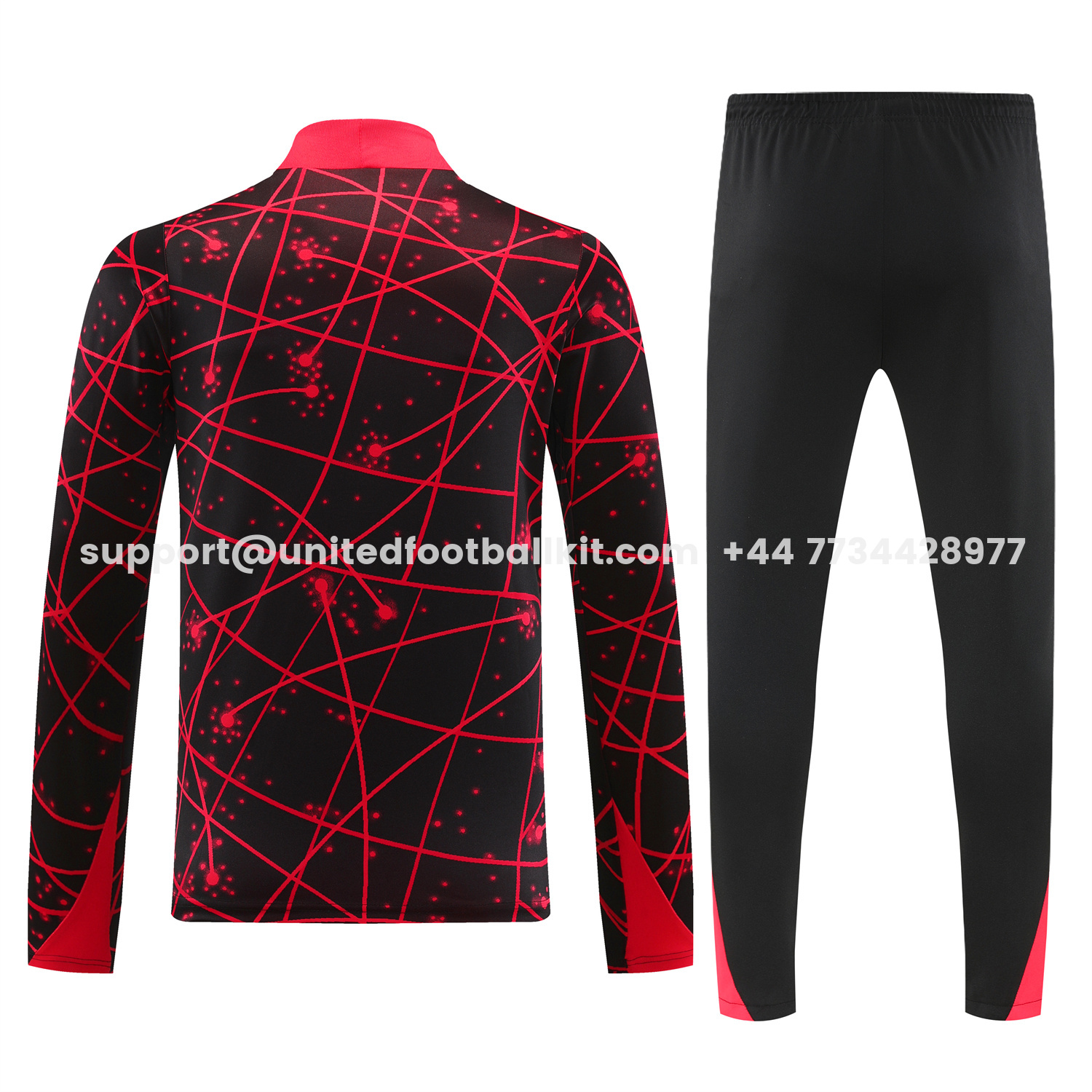 Unitedfootballkit.com | Atletico Madrid 25-26 Long Sleeves Training Set - Red Top & Black Pants -Customize Name, Number and Patch | Worldwide Shipping