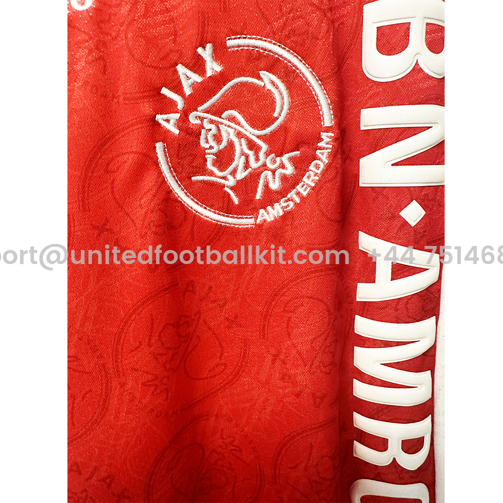 Unitedfootballkit.com | Retro Ajax 1994-95 Home Jersey -Customize Name, Number and Patch | Worldwide Shipping