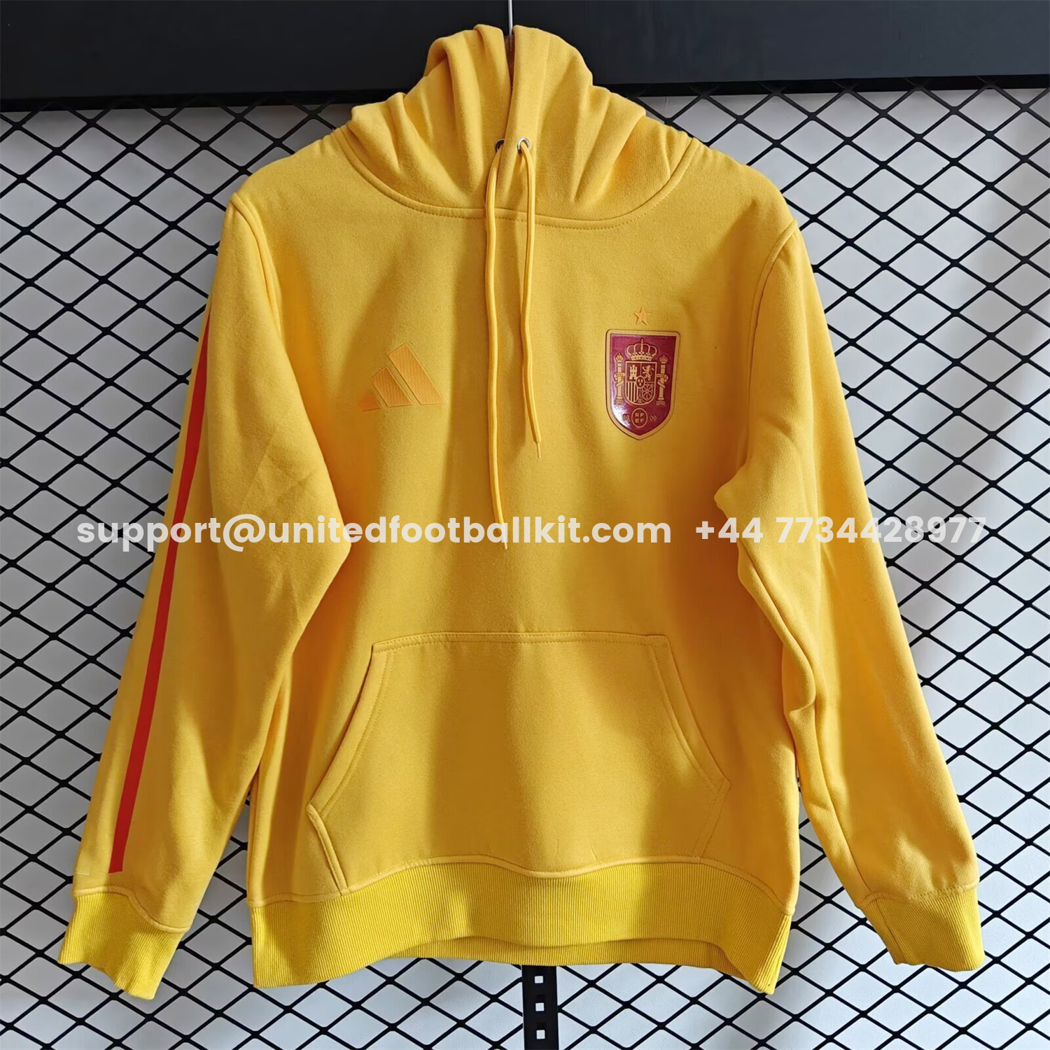 Unitedfootballkit.com | Spain 2026 Home Unisex Pullover Hoodie -Customize Name, Number and Patch | Worldwide Shipping