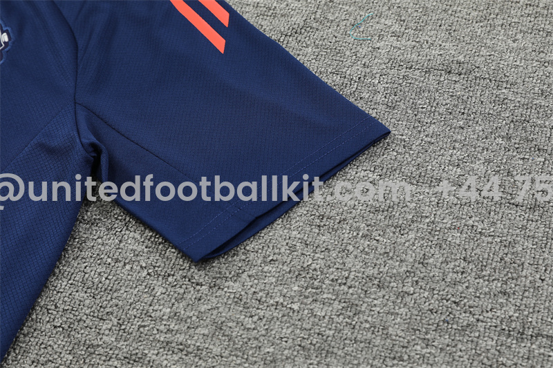 Unitedfootballkit.com | Manchester United 24-25 Short-Sleeve Training Set - Deep Blue -Customize Name, Number and Patch | Worldwide Shipping
