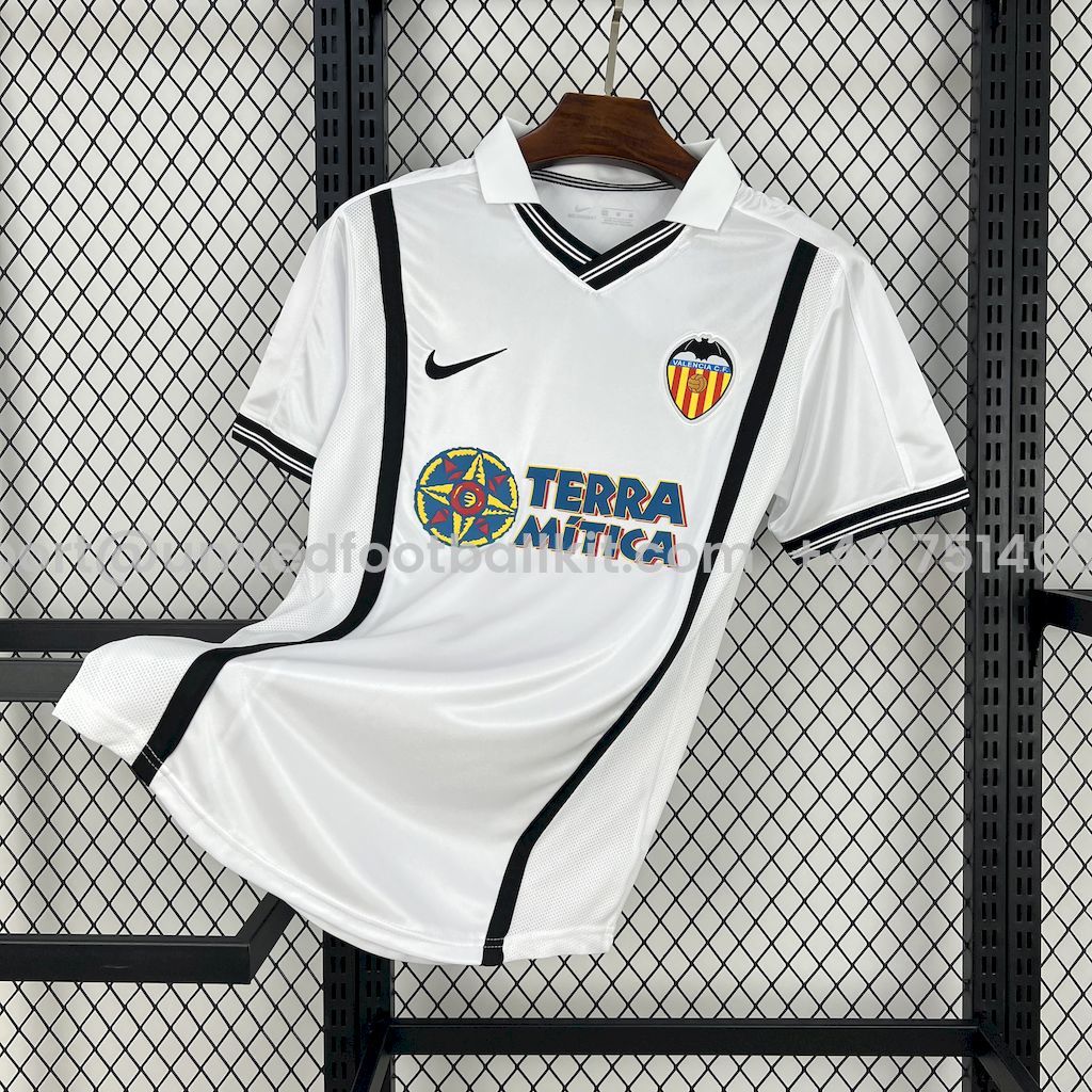 Unitedfootballkit.com | Retro Valencia 2000-01 Home Jersey -Customize Name, Number and Patch | Worldwide Shipping