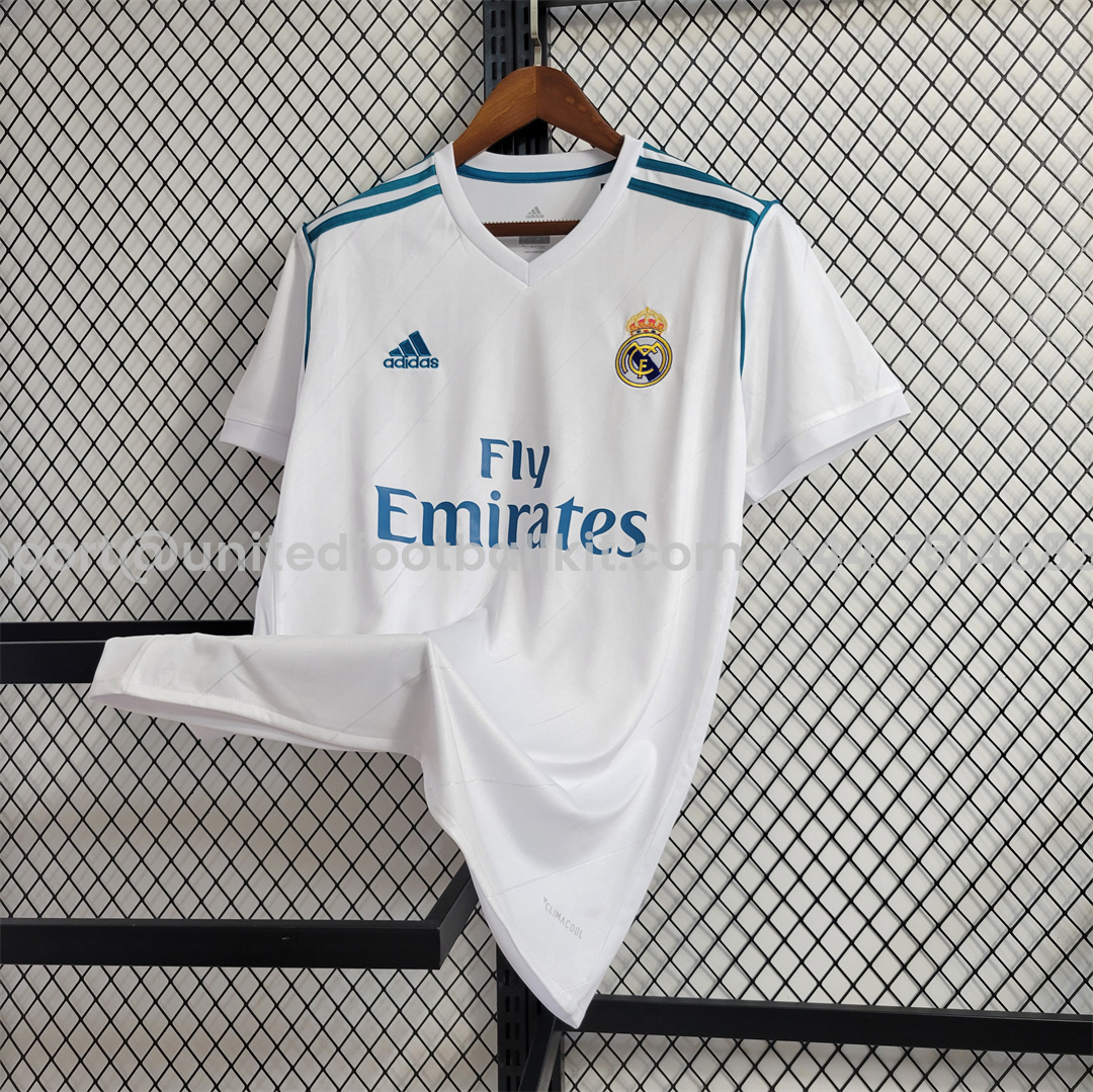 Unitedfootballkit.com | Retro Real Madrid 17-18 Home Jersey - with Champions League Final Final -Customize Name, Number and Patch | Worldwide Shipping