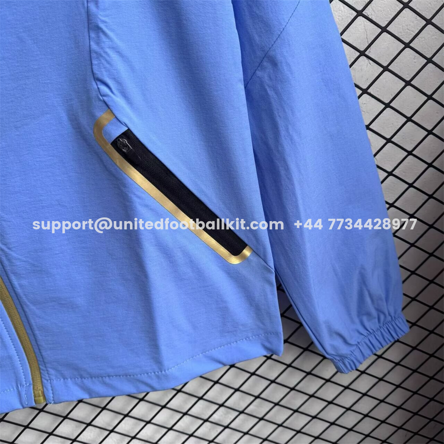 Unitedfootballkit.com | Argentina 2026 Windbreaker Training Set - Blue Top and Black Pants -Customize Name, Number and Patch | Worldwide Shipping