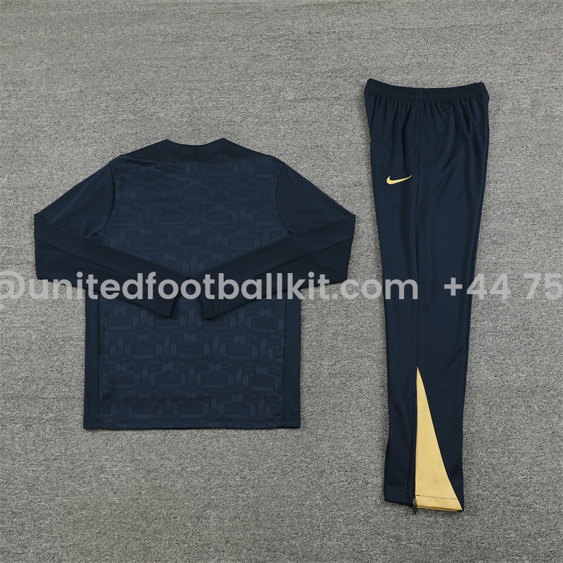 Unitedfootballkit.com | Barcelona 24-25 Long Sleeve Training Set - Deep Blue -Customize Name, Number and Patch | Worldwide Shipping