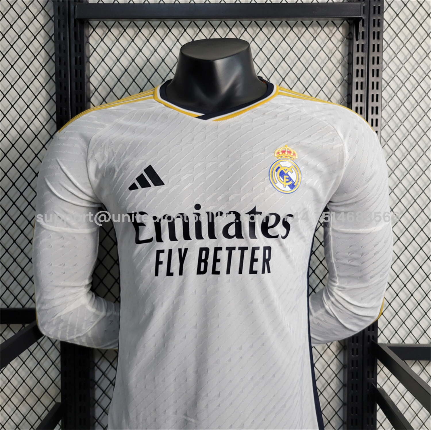 Unitedfootballkit.com | Retro Real Madrid 2023-24 Home Long Sleeves Jersey - Player Version -Customize Name, Number and Patch | Worldwide Shipping