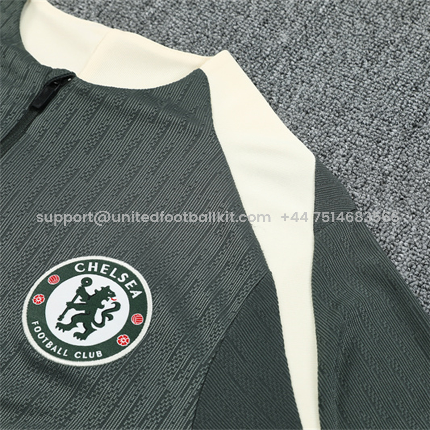 Unitedfootballkit.com | C.H.E.L.S.E.A 25-26 Kid Long Sleeves Training Set - Army Green Top & Army Green Shorts -Customize Name, Number and Patch | Worldwide Shipping
