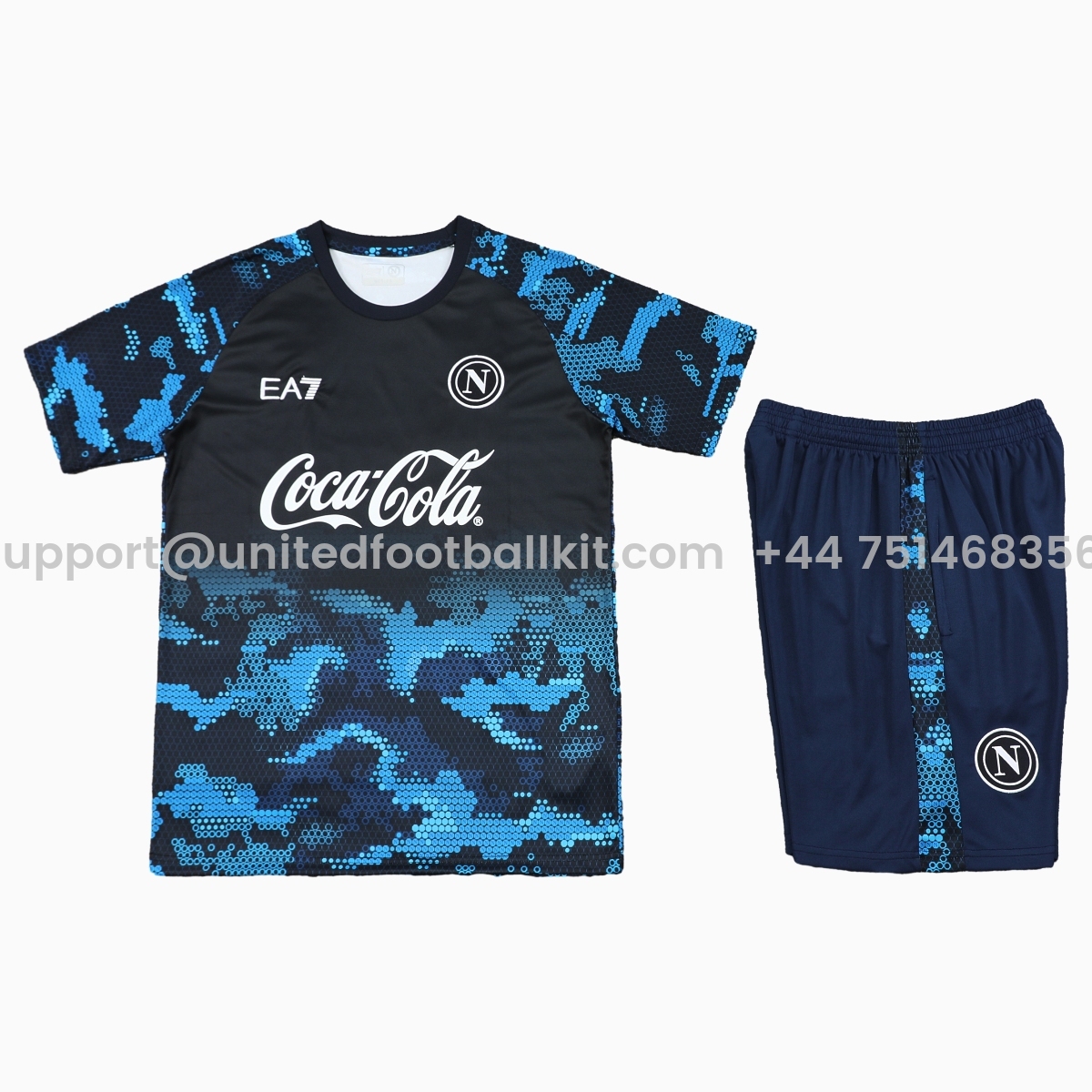 Unitedfootballkit.com | Napoli 24-25 Short-Sleeve Training Set - Blue Top & Shorts -Customize Name, Number and Patch | Worldwide Shipping