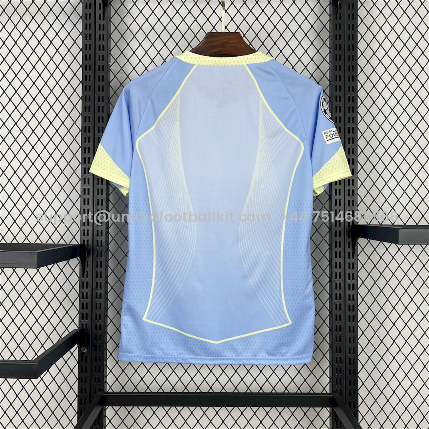 Unitedfootballkit.com | Barcelona 25-26 T90 Yellow Lines Light Blue Special Jersey - Fans Version -Customize Name, Number and Patch | Worldwide Shipping