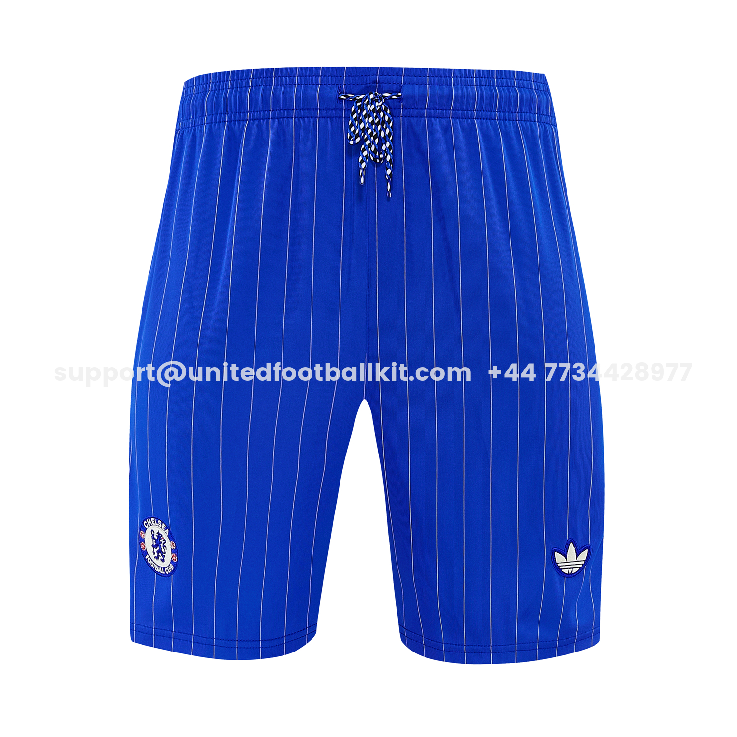 Unitedfootballkit.com | C.H.E.L.S.E.A 25-26 Retro Style Short-Sleeve Training Set - White Top & Blue Stripes Pants -Customize Name, Number and Patch | Worldwide Shipping