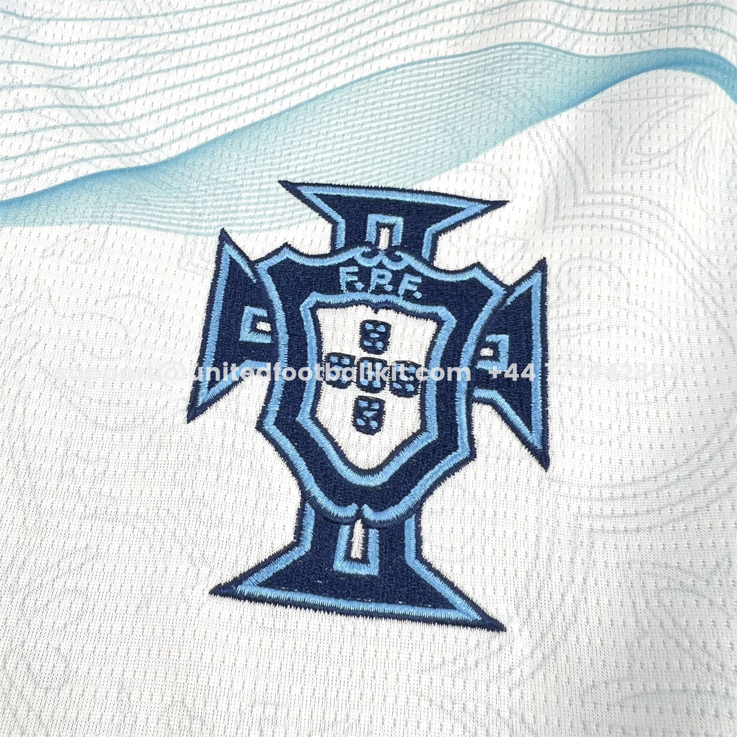 Unitedfootballkit.com | Portugal 2026 Bright White With Sky Blue Waves Special Jersey - Fans Version -Customize Name, Number and Patch | Worldwide Shipping