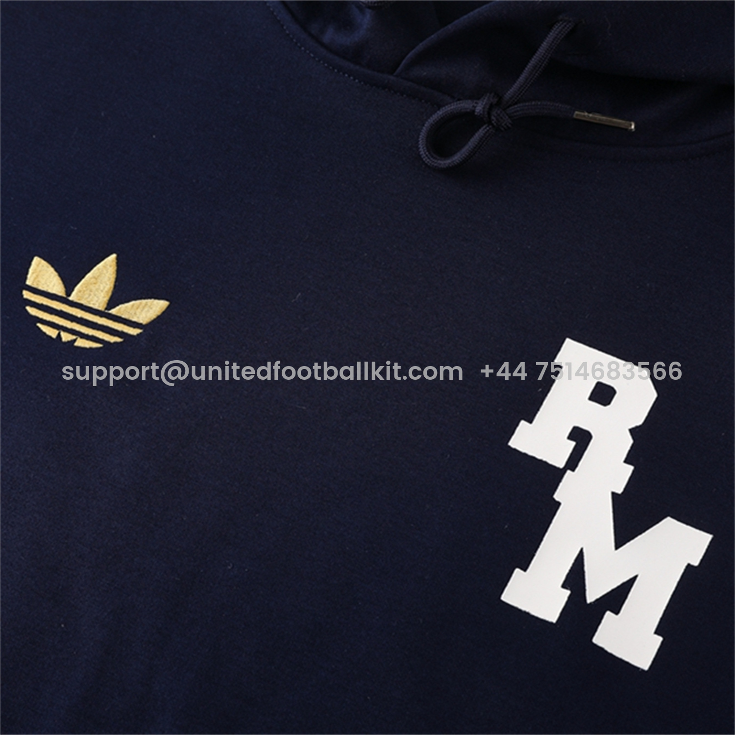 Unitedfootballkit.com | Real Madrid 25-26 Originals Varsity Hoodie Set - Deep Blue Hoodie and Pants -Customize Name, Number and Patch | Worldwide Shipping