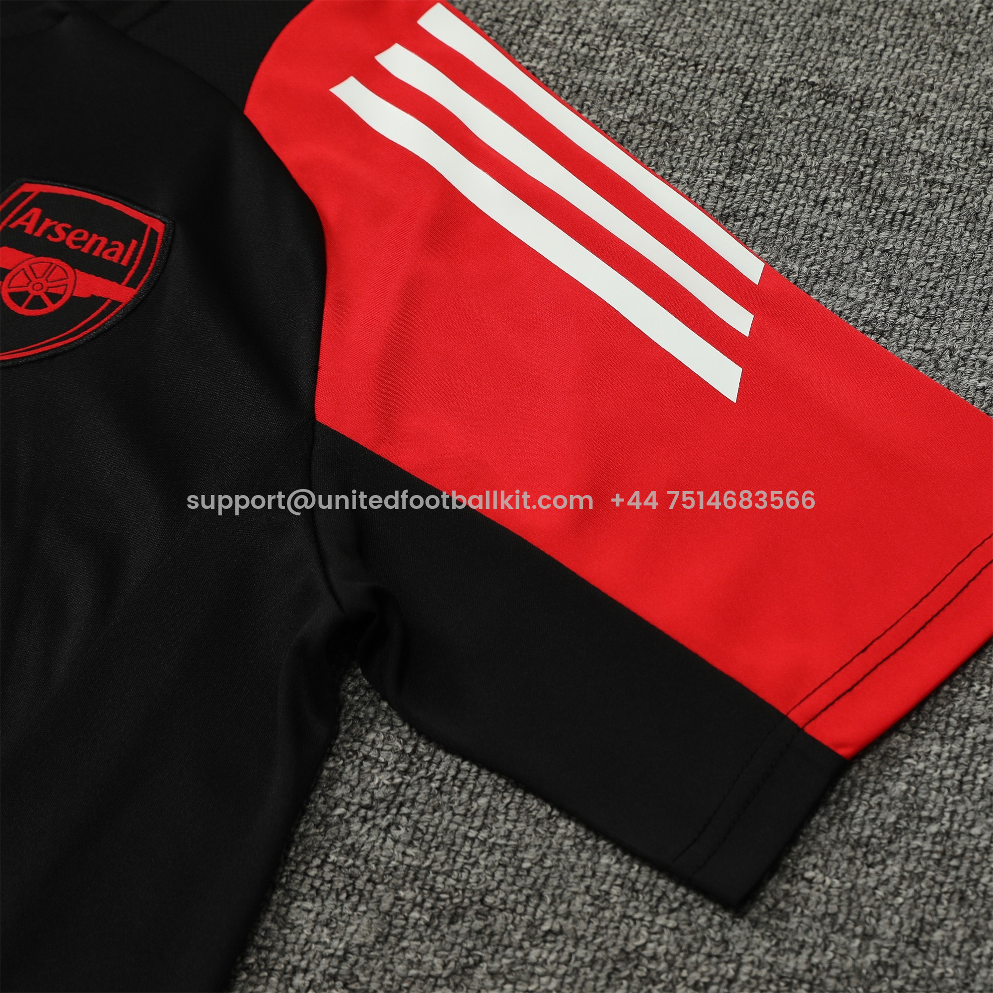Unitedfootballkit.com | Arsenal 24-25 Short-Sleeve Training Set - Black -Customize Name, Number and Patch | Worldwide Shipping