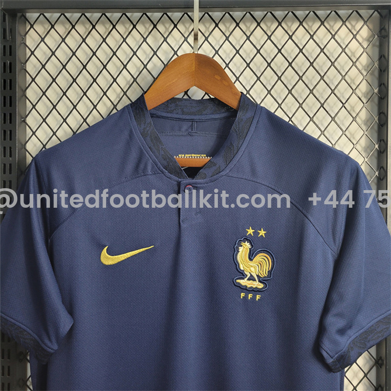 Unitedfootballkit.com | France 22-23 Home Jersey - Fans Version - 2022 World Cup -Customize Name, Number and Patch | Worldwide Shipping