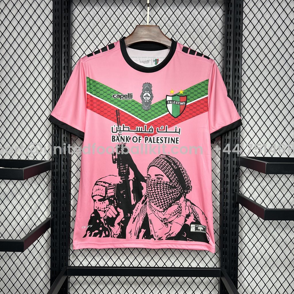 Unitedfootballkit.com | Club Deportivo Palestino 24-25 Pink Graffiti Jersey - Fans Version -Customize Name, Number and Patch | Worldwide Shipping