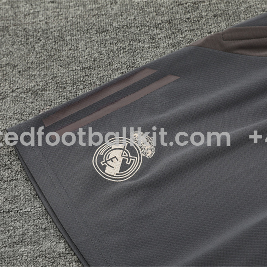 Unitedfootballkit.com | Real Madrid 24-25 Kids Short-Sleeve Training Set - Deep Grey -Customize Name, Number and Patch | Worldwide Shipping