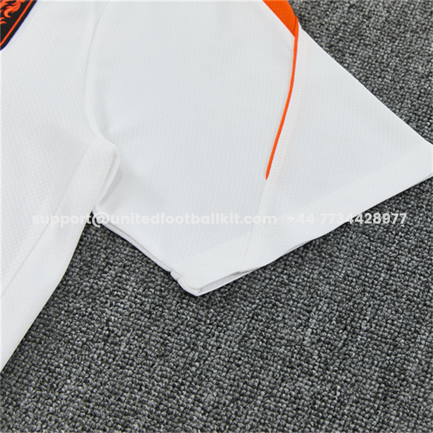 Unitedfootballkit.com | Netherlands 2026 Kids Short-Sleeve Training Set - White With Orange Top & Black With Orange Pants -Customize Name, Number and Patch | Worldwide Shipping