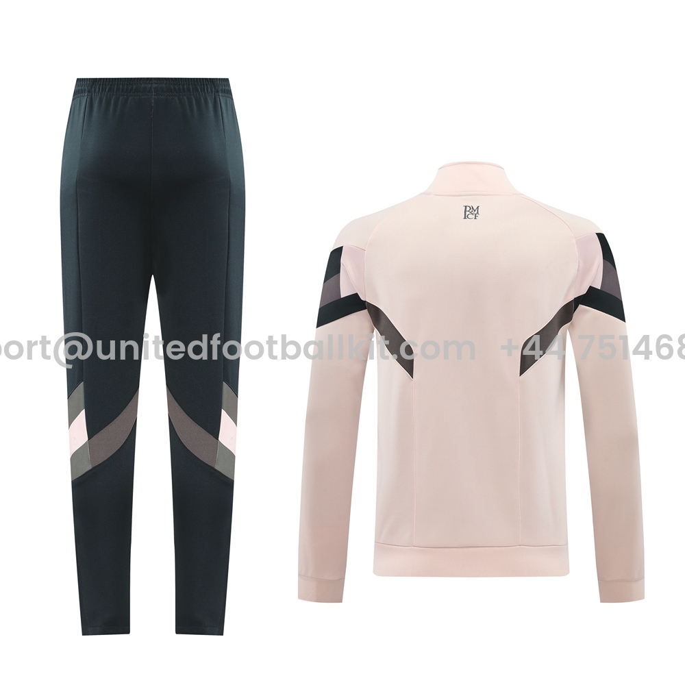 Unitedfootballkit.com | Real Madrid 24-25 Jacket Training Tracksuit - Light Pink Top and Black Pants -Customize Name, Number and Patch | Worldwide Shipping