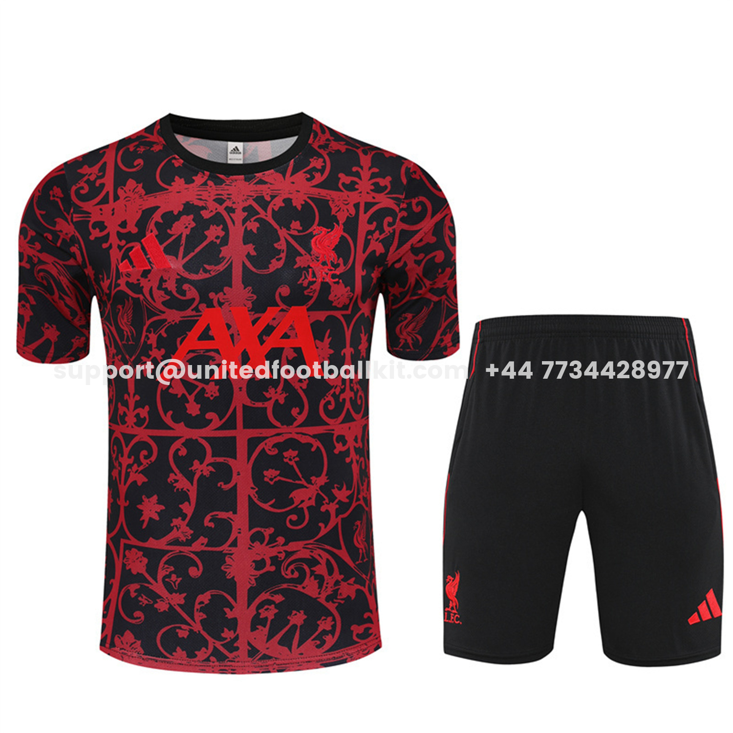 Unitedfootballkit.com | Liver.pool 25-26 Short-Sleeve Training Set - Red Camouflage Top & Black Shorts -Customize Name, Number and Patch | Worldwide Shipping