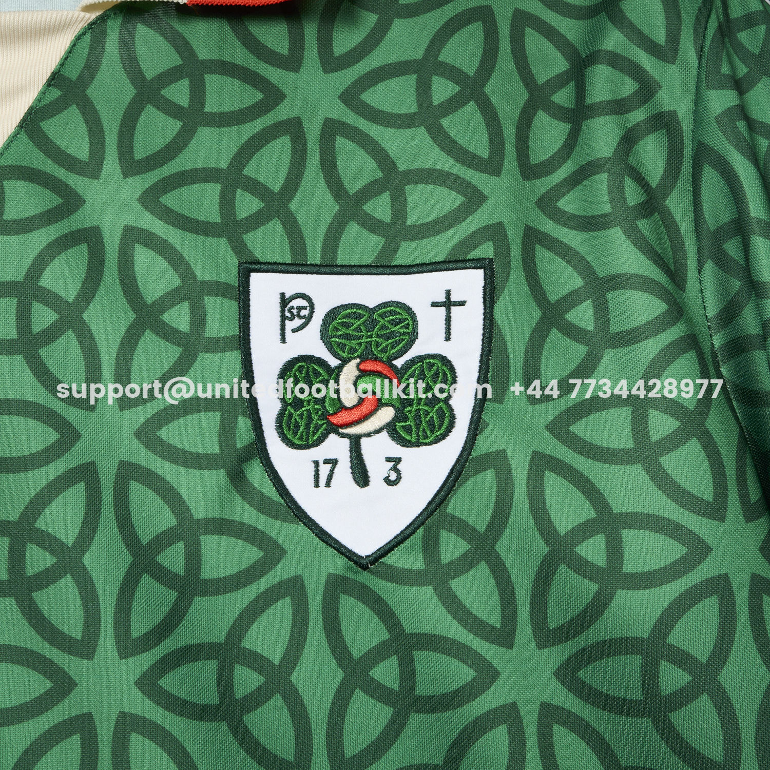 Unitedfootballkit.com | Ireland 2025 St. Patrick's Day Green Jersey - Fans Version -Customize Name, Number and Patch | Worldwide Shipping