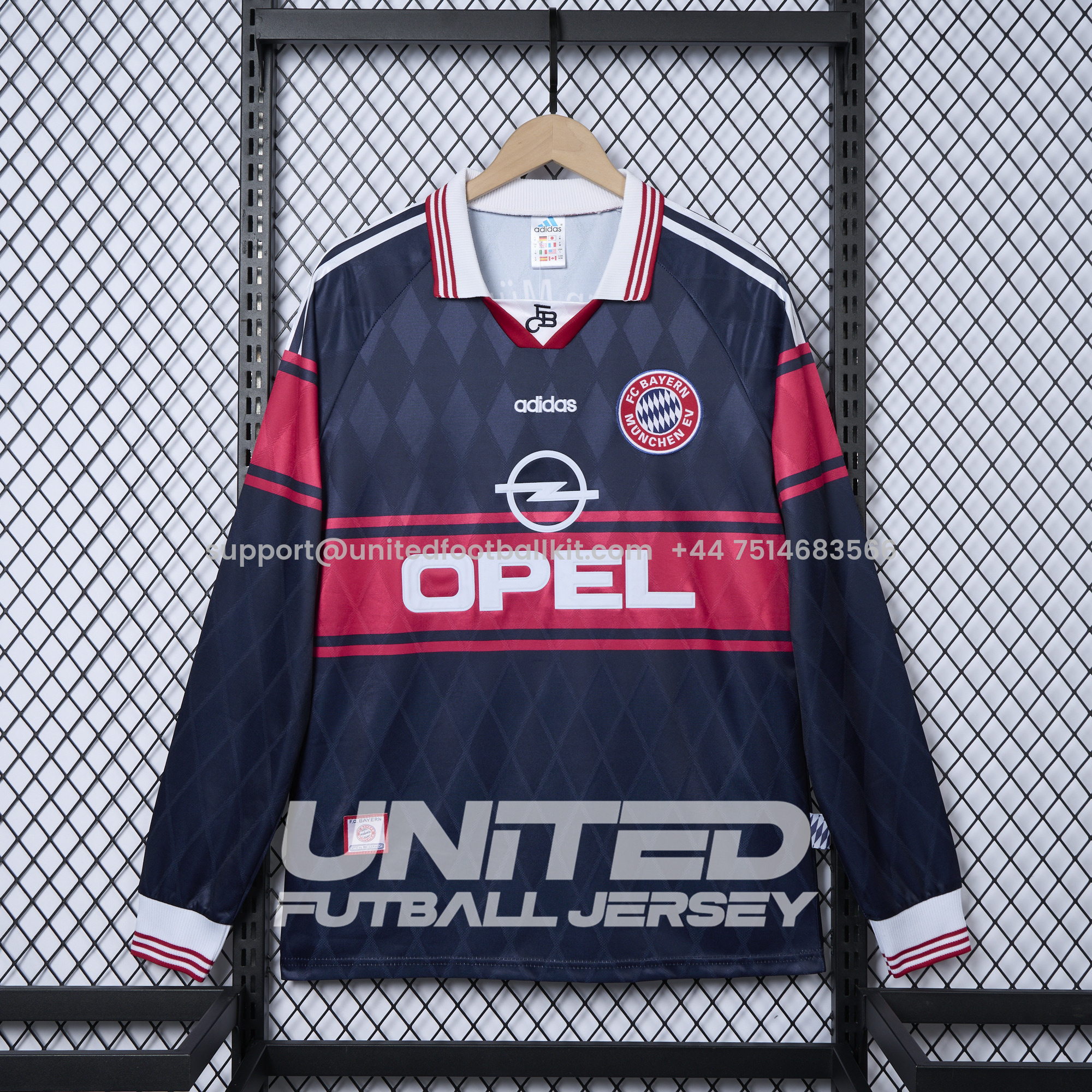 Unitedfootballkit.com | Retro Bayern Munich 1997-99 Home Long Jersey -Customize Name, Number and Patch | Worldwide Shipping